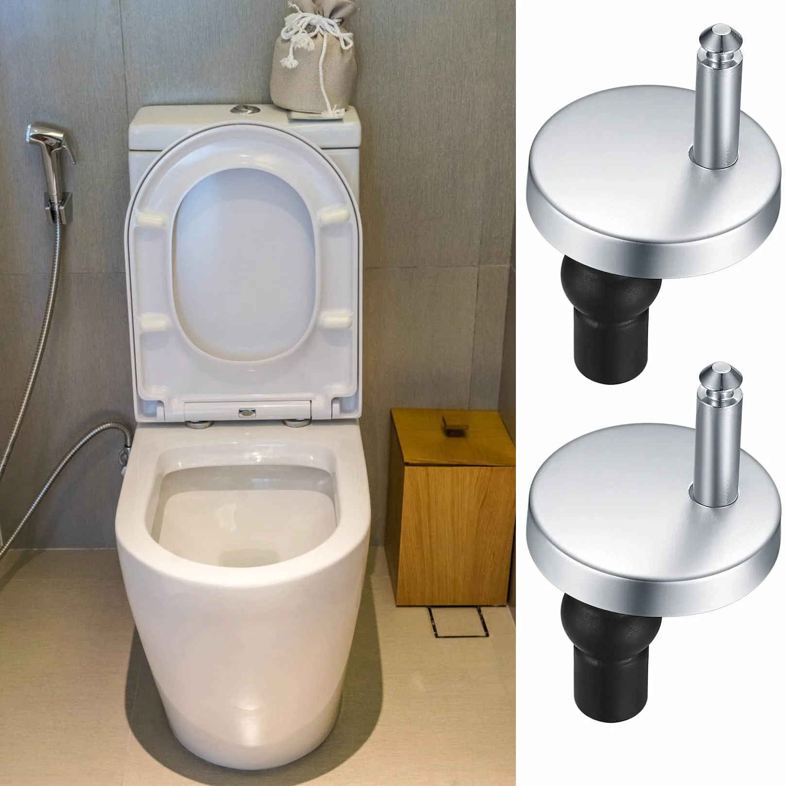Abattant WC à Charnière Fixations Dégagement Rapide avec Vis Caoutchouc 2 Pièces