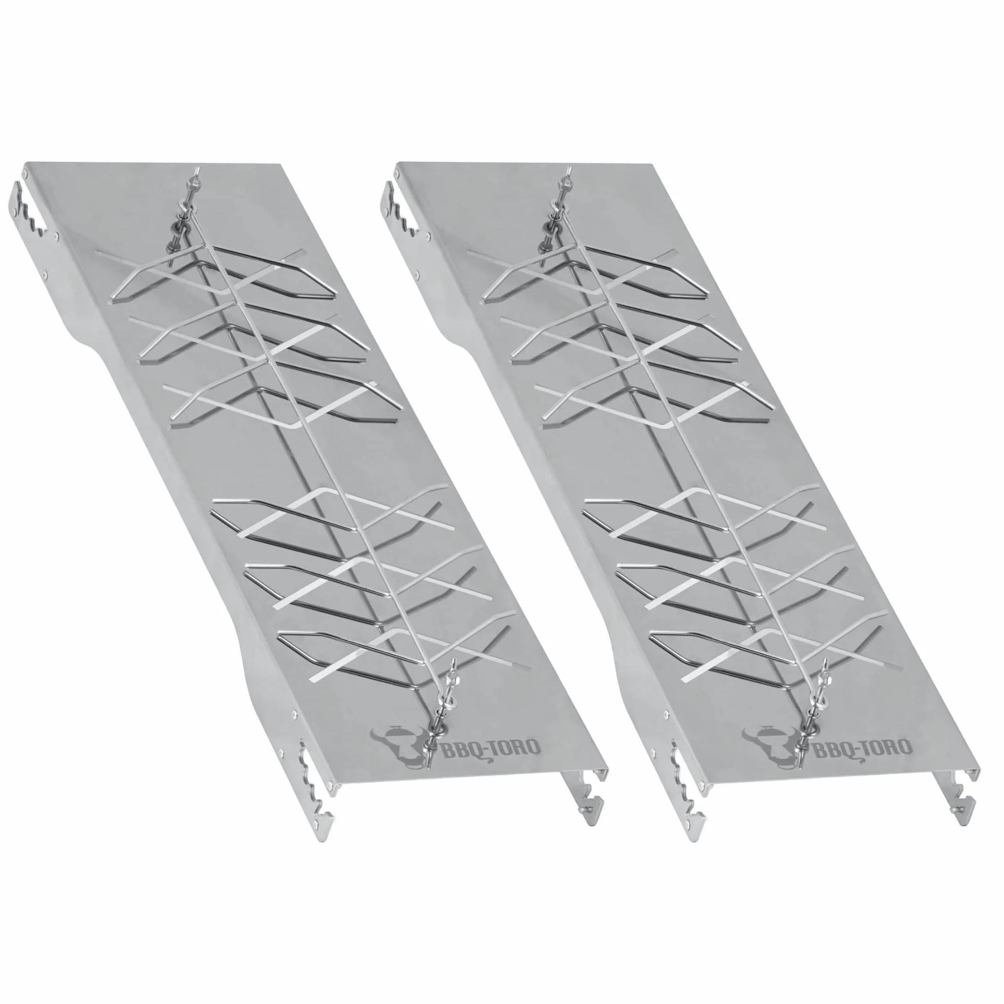 BBQ-TORO Lot de 2 Planches à Saumon en Acier Inoxydable pour Fumage et Grillades
