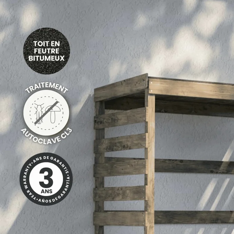 ABRI BUCHES Bois XXL 356X82X174CM - 173,8 x 356,4 x 82,1 cm -