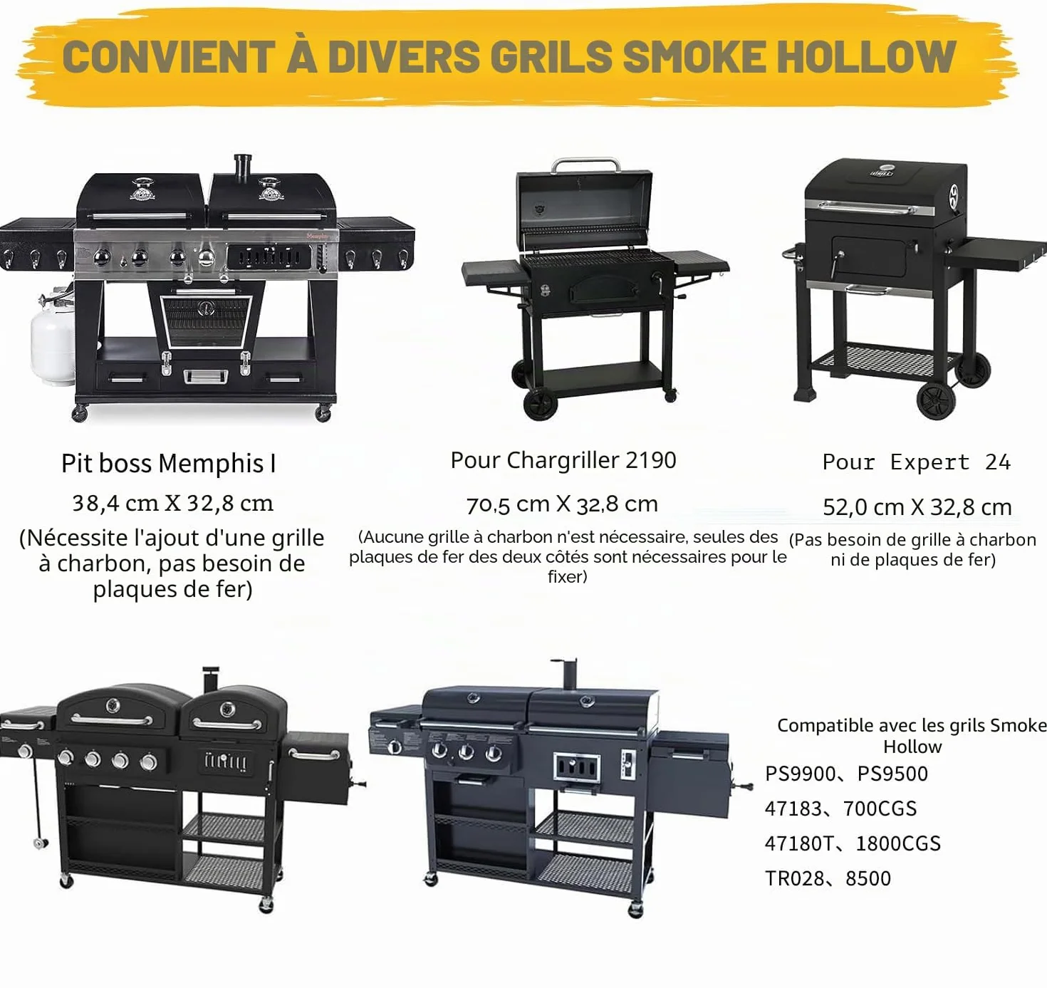 GFTIME Plateau à charbon de bois réglable 38-71 cm pour barbecue Tepro Toronto, Taino Hero XL, Activa Angular, EL Fuego Montreal