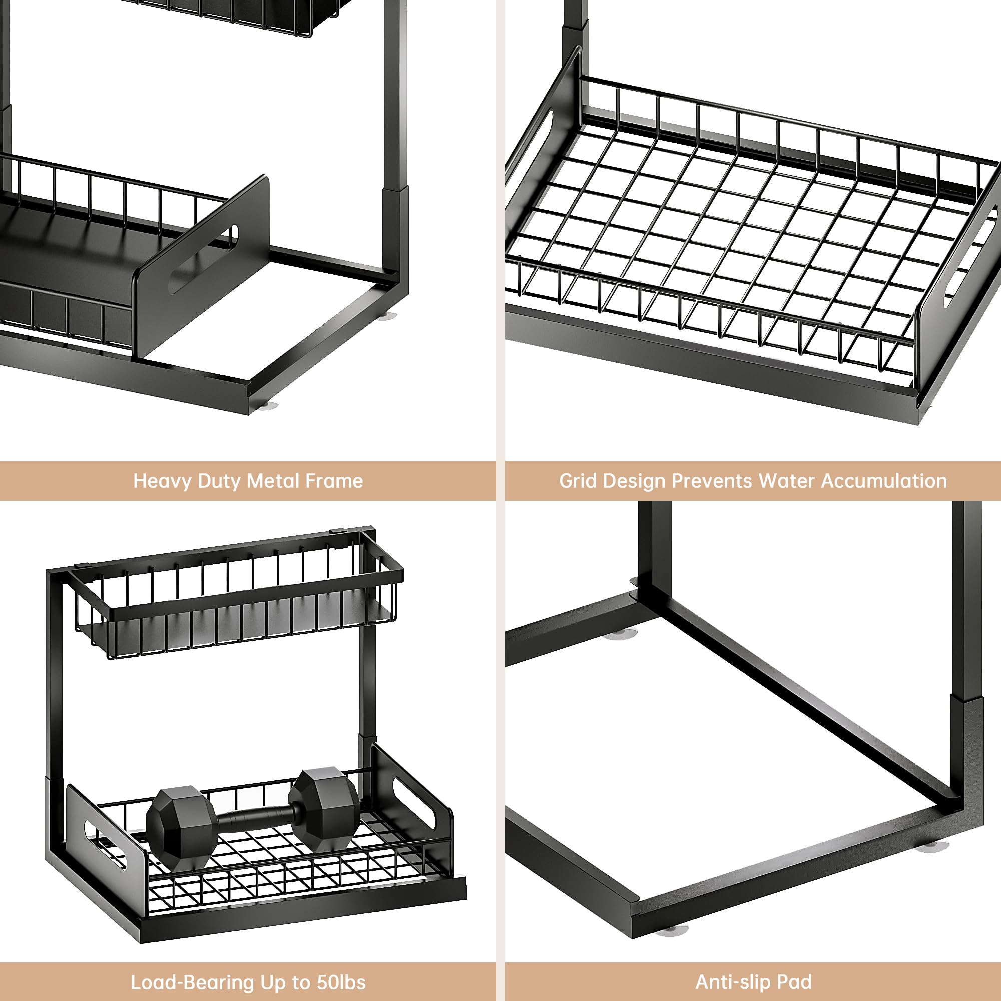Elegant Slide-Out Under Sink Organizer Shelf - Black