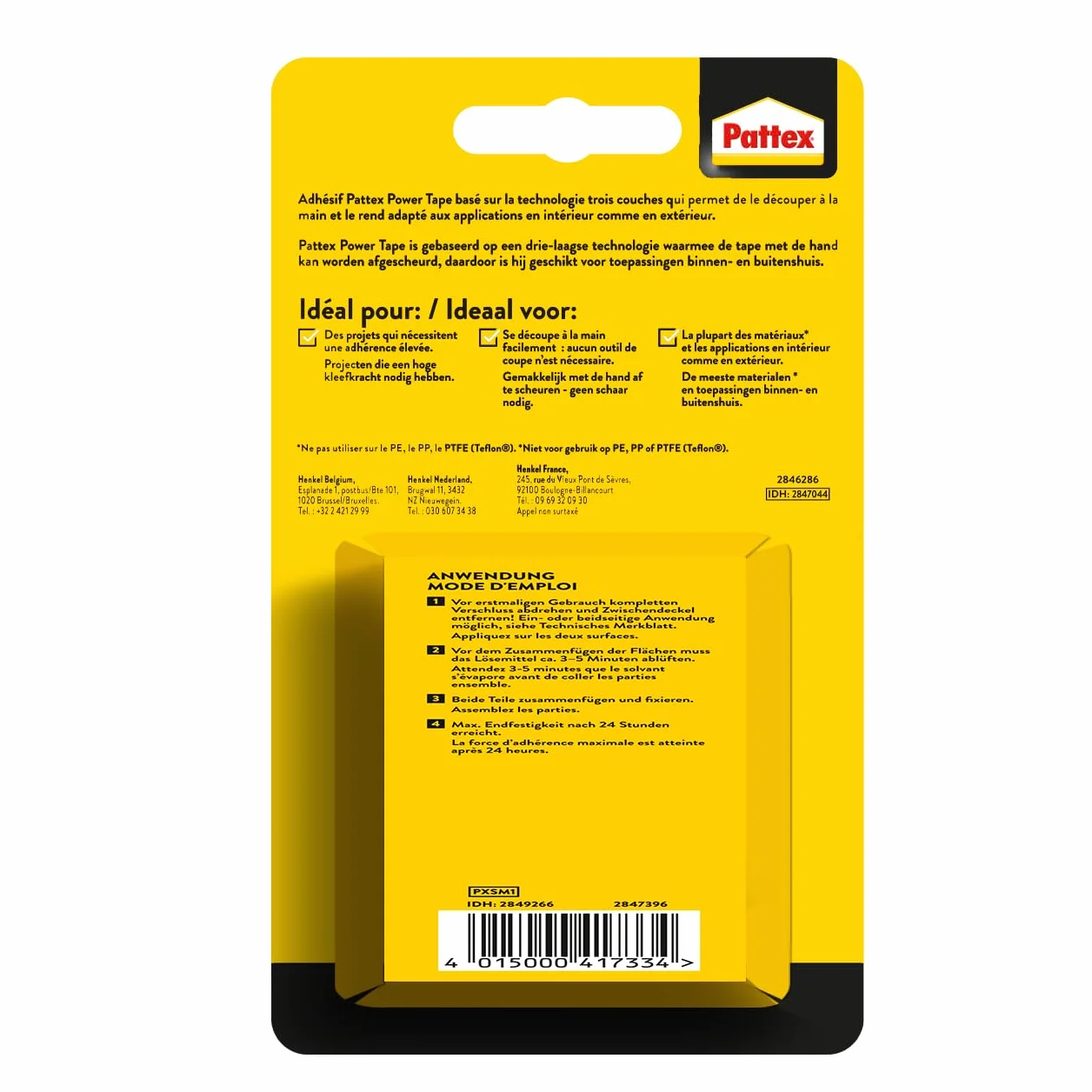 Pattex Power Tape Ruban adhésif gris 5m extra fort charges lourdes Bande adhésive toilée tous supports étanche