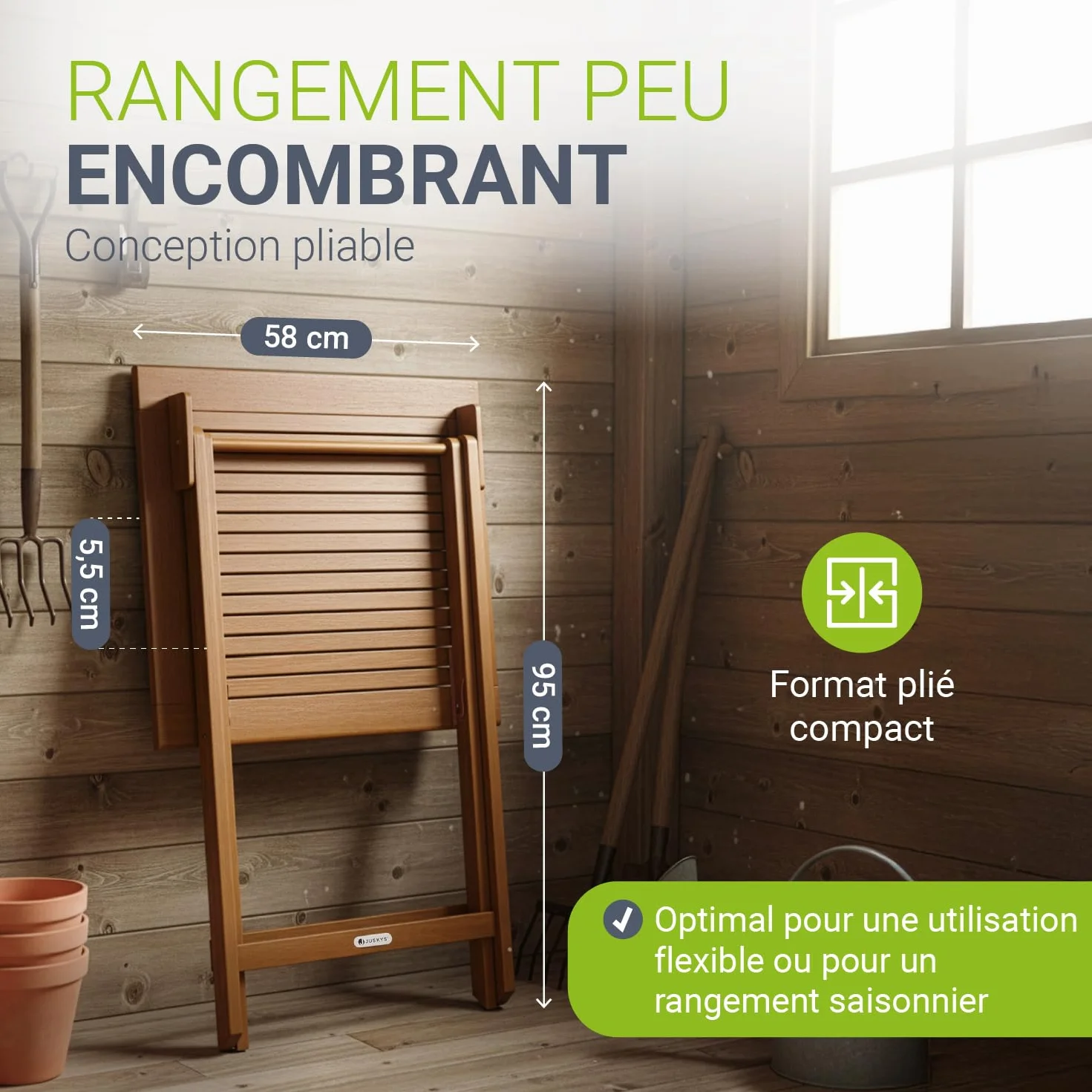 Table d'appoint extérieur Zadar XL Acacia traité 76 x 60 x 60cm Pliable Balcon Terrasse