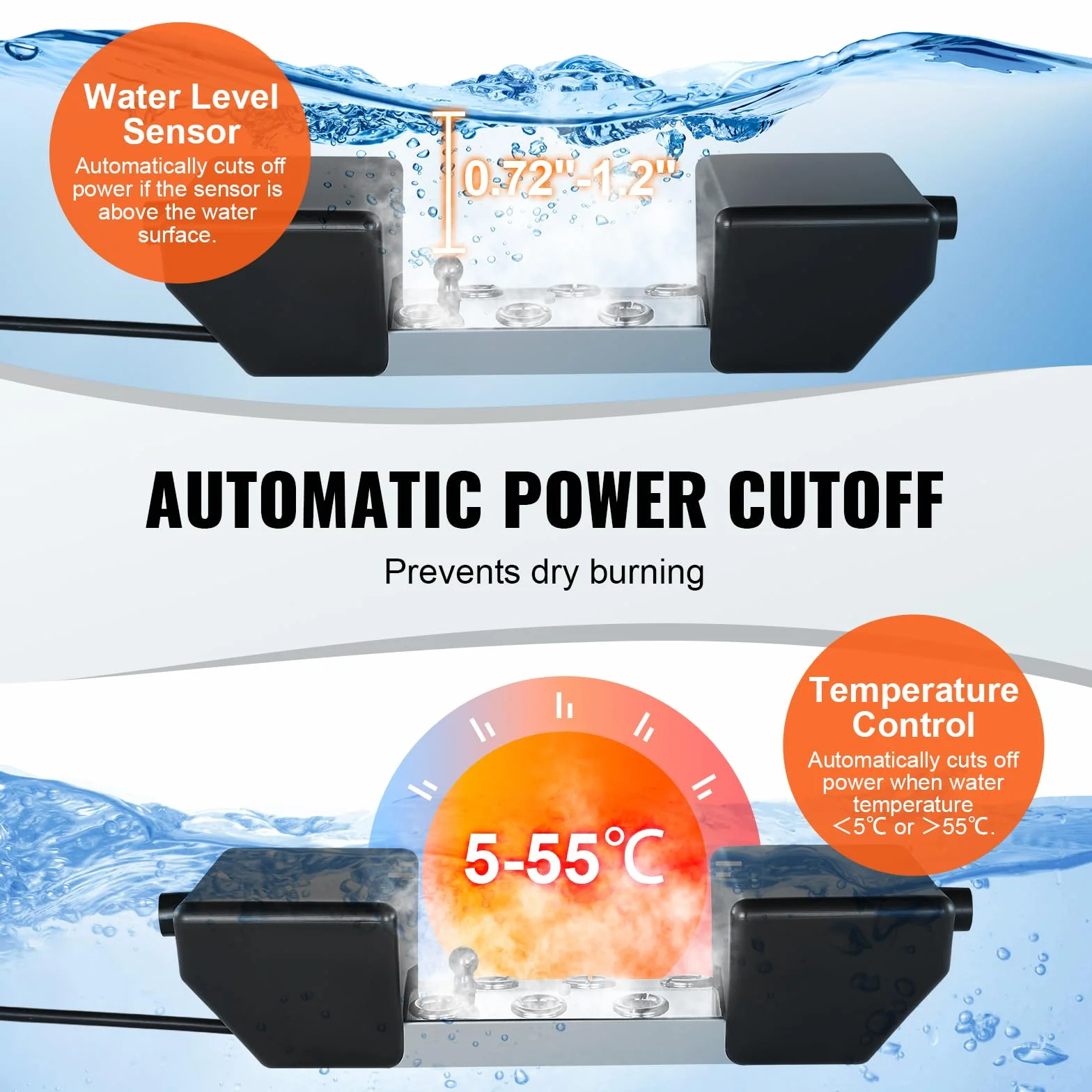 VEVOR Brumisateur à ultrasons 6 têtes 4500 ML/h IP67 165 W avec bouée disques de Rechange