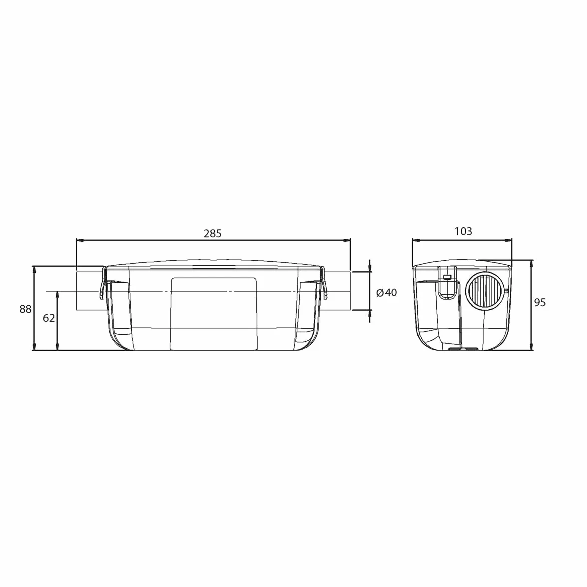 SFA Sanineutral Neutraliseur De Condensats Pour Chaudières 2 Entrées Compact 28,5 x 10,3 x 9,5 cm