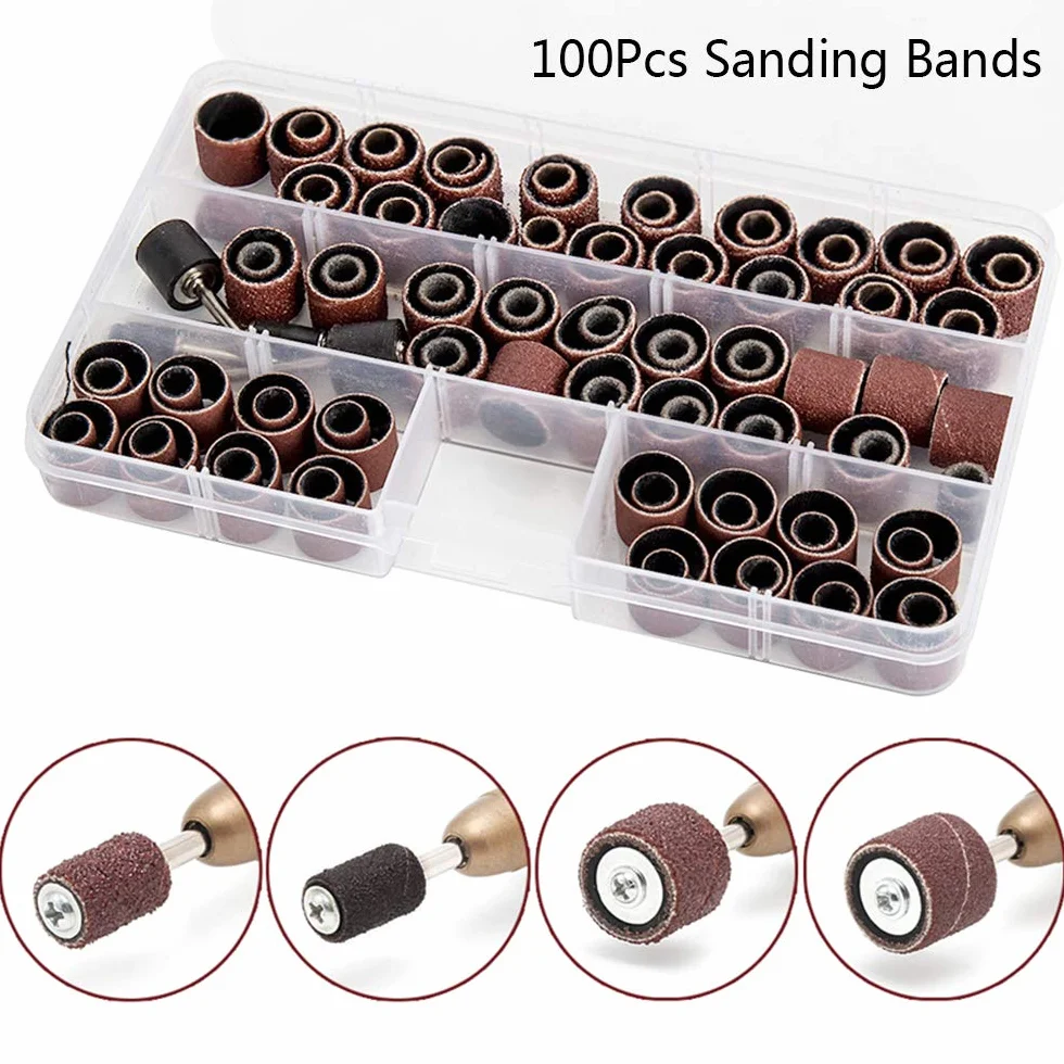 Cylindres Ponceuse Abrasifs Manches Ponceuse Tambour 60 120 320 Grain avec Kit Rotant 4 Mandrins Tubulaires