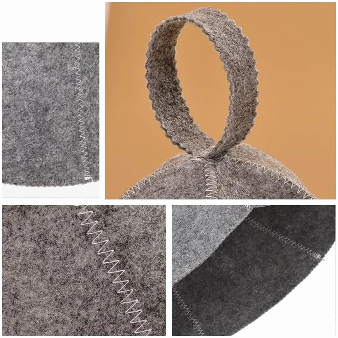 Chapeau de Sauna en Feutre Anti-chaleur Respirant pour Homme Femme, Gris et Blanc