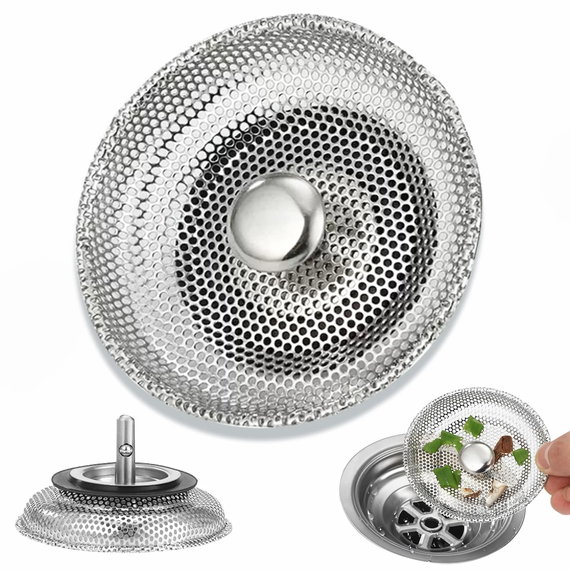 Filtre Evier Cuisine Acier Inoxydable Bouchon Panier Crépine Vidange Diamètre 8cm