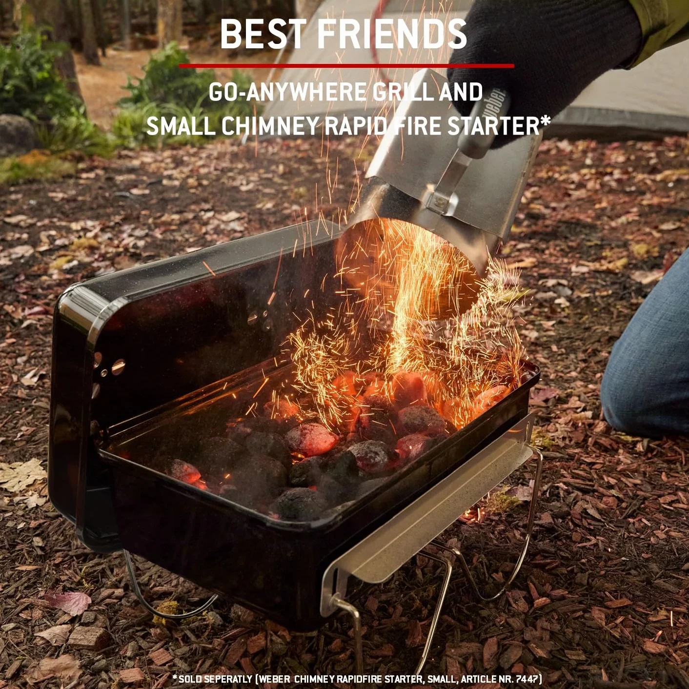 Weber Barbecue au Charbon Go-Anywhere Portable, Pieds Repliables, Design Compact, 42x26 cm, Noir