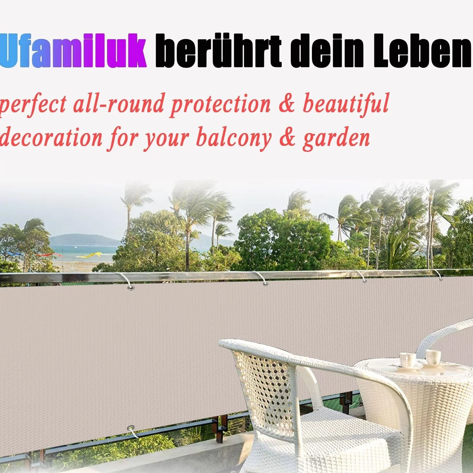 Brise Vue HDPE 40cm Hauteur Résistant aux UV Imperméable Extérieur Patio Balcon Jardin 40x1300cm Taupe