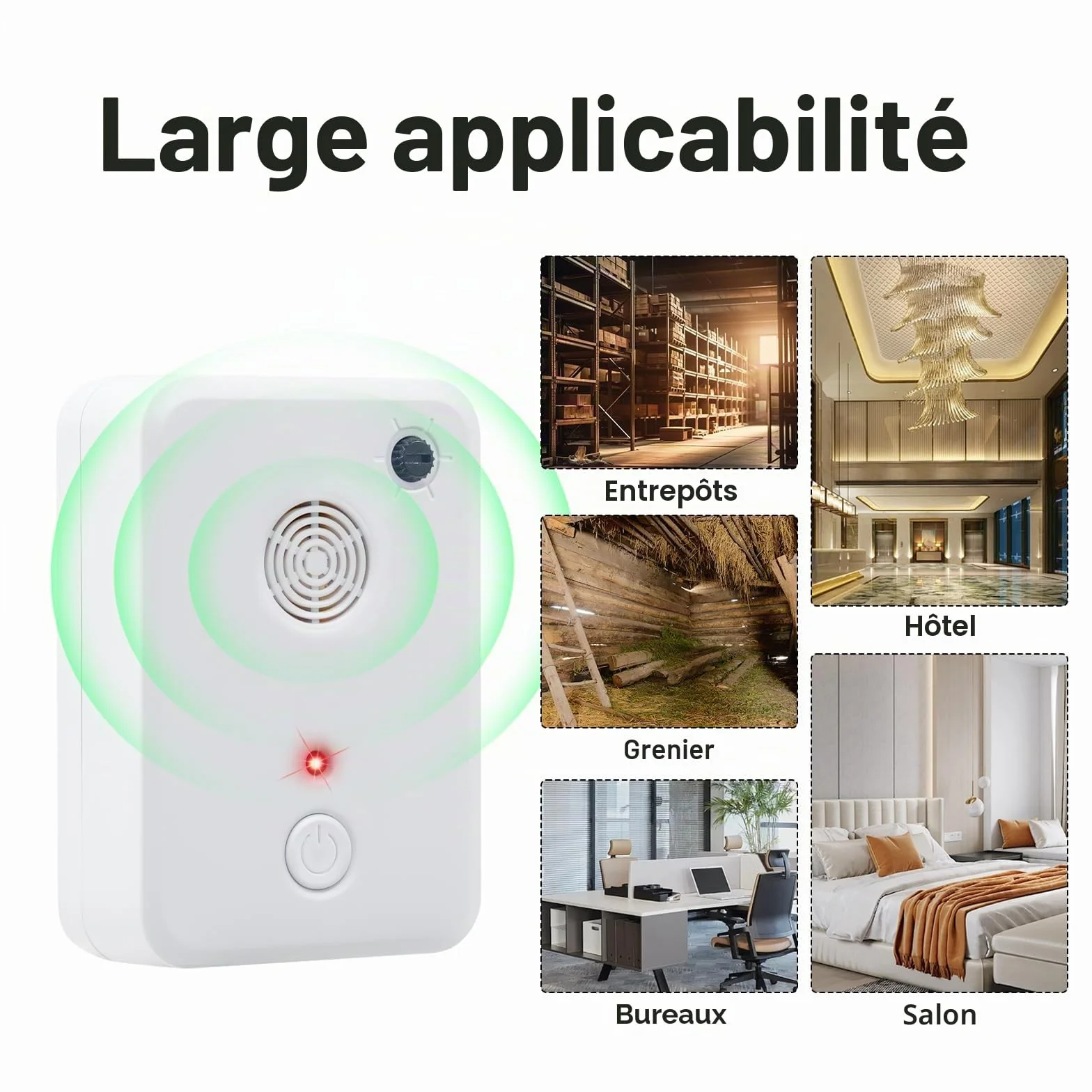 2 pcs Répulsif à ultrasons pour chauves-souris pour grenier, véranda, maison, dispositifs de dissuasion pour intérieur, dispositif de rejet électronique à brancher pour éloigner les