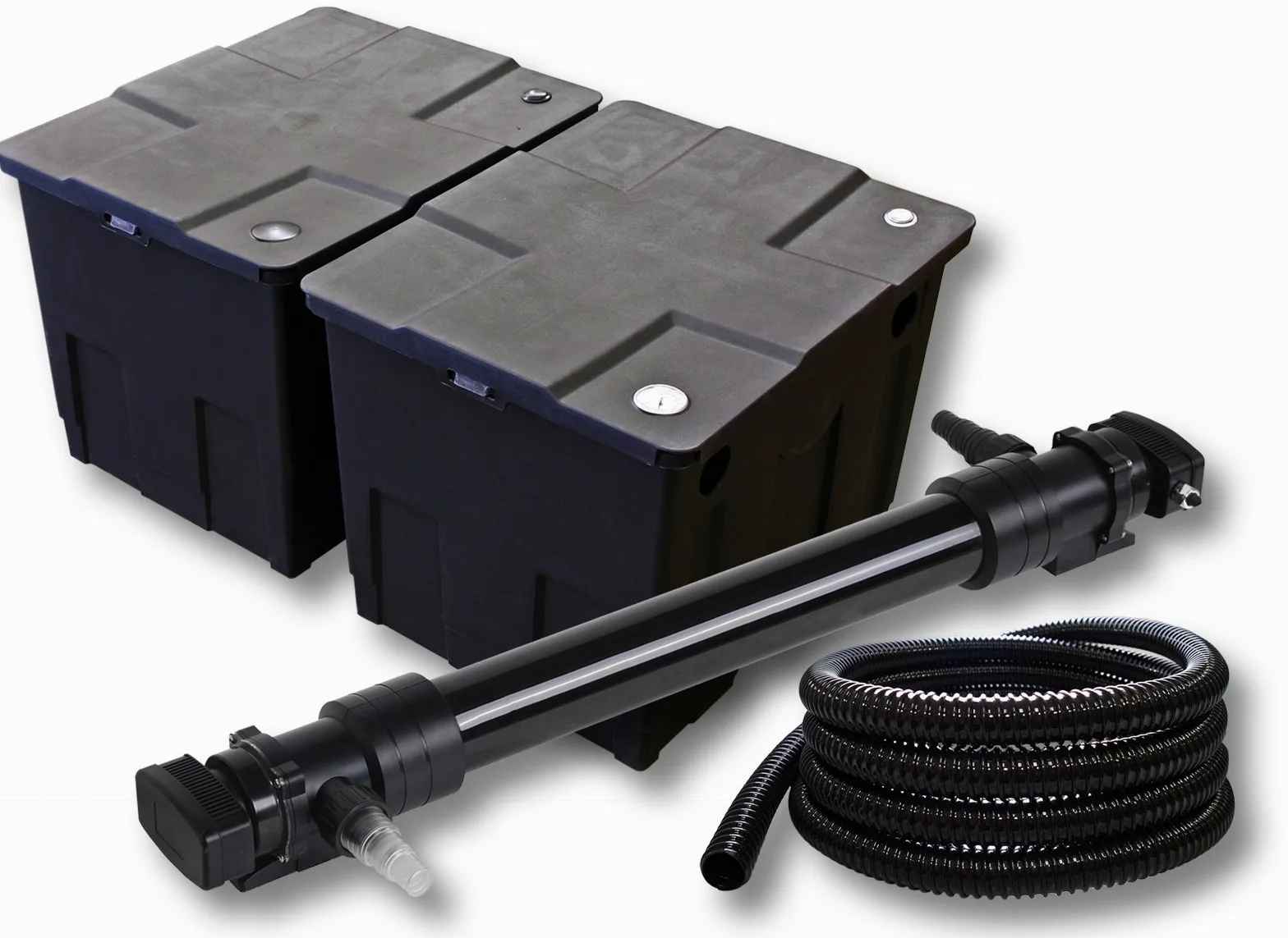 SunSun Kit complet: CBF-350B Filtre de bassin jusqu'à 60000 L Biologique, CUV-672 lampe uv UVC Clarificateur avec 72W, 5m Tuyau 25 mm (1")