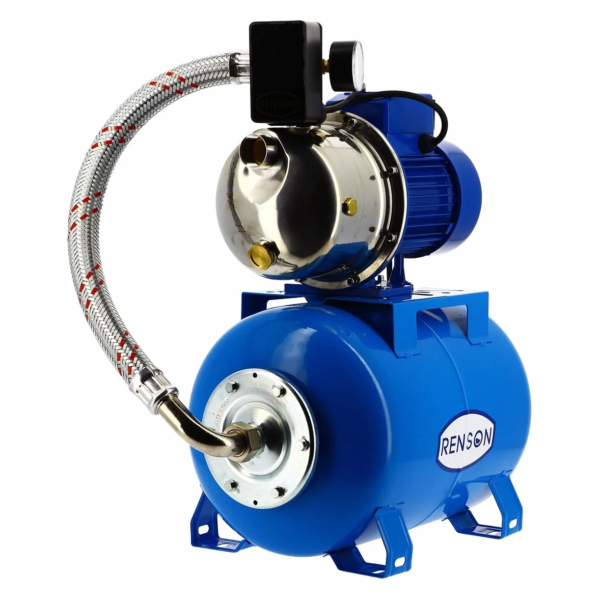 Groupe de surpression 24L 750W, FABRICATION FRANCAISE, Débit max 40L/min, Pression max 8 bar, livré avec pressostat, manomètre et interrupteur marche/arrêt RENSON