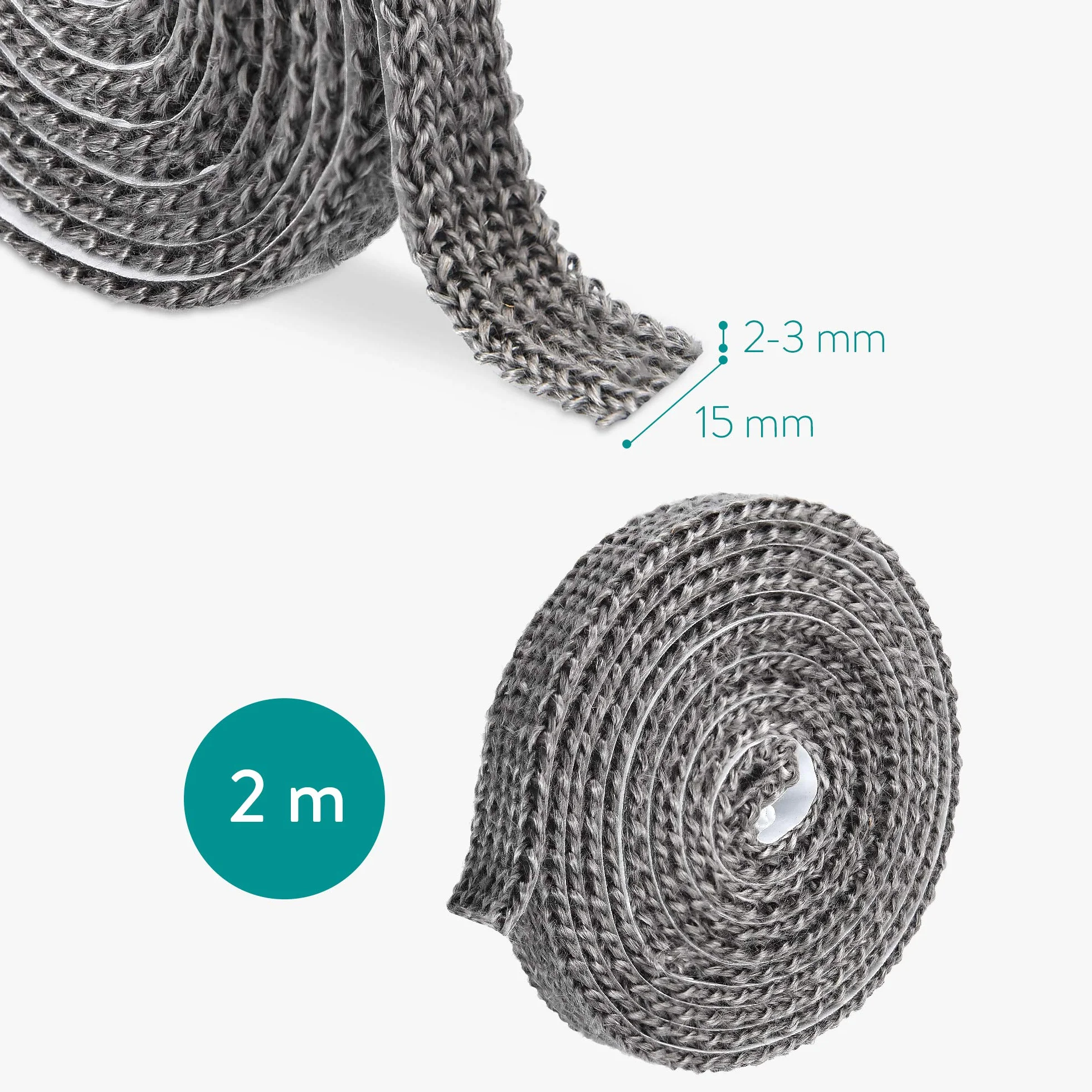 Navaris Joint d'étanchéité autoadhésif cheminée fibre de verre 2m 550°C 15mm 3mm