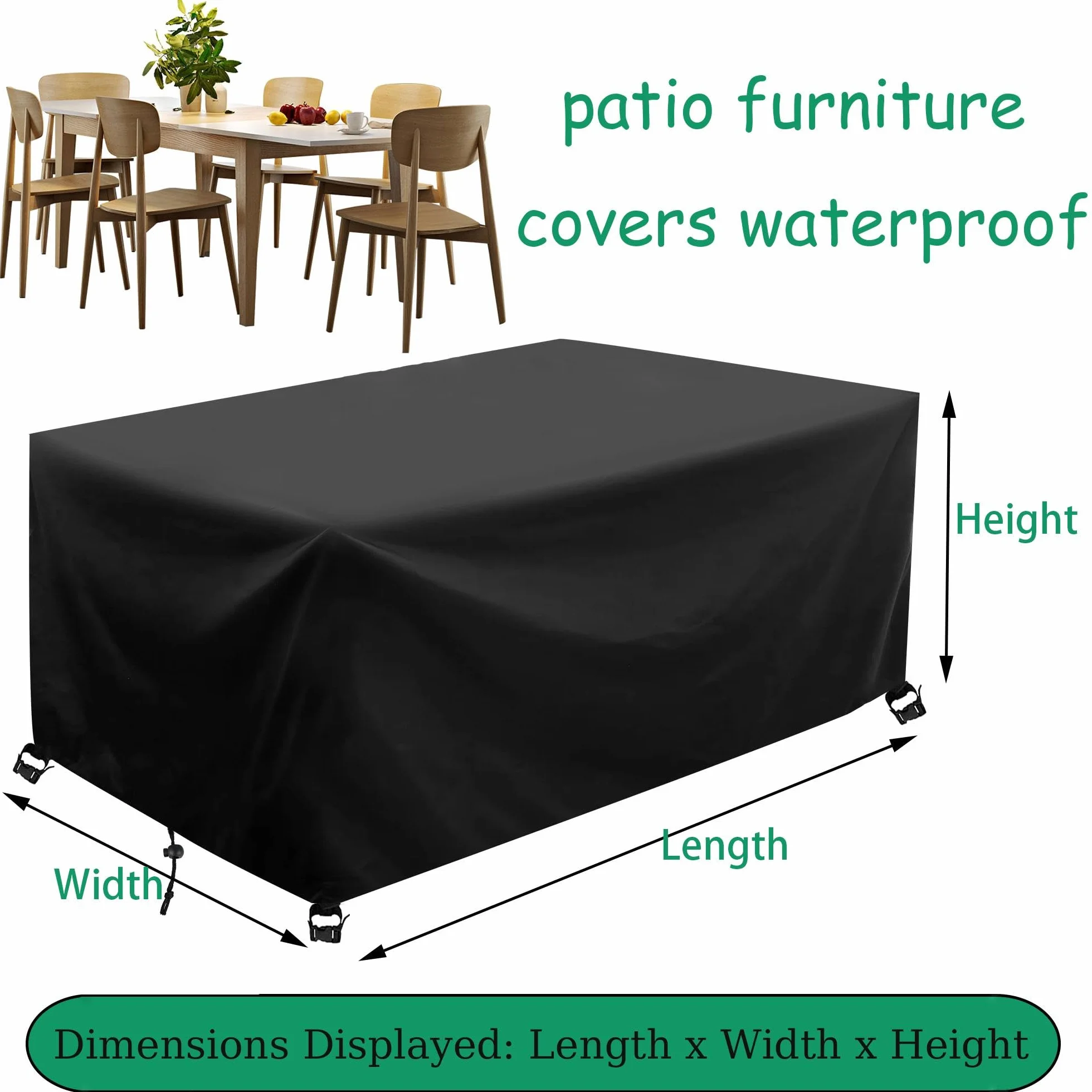 Housse Salon de Jardin 240x130cm Exterieur Impermeable Bâche de Protection Exterieur Table Coupe-Vent Anti-UV Résistant à la Déchirure Housse pour Mobilier De Jardin 240x130x90cm/LxlxH-Noir