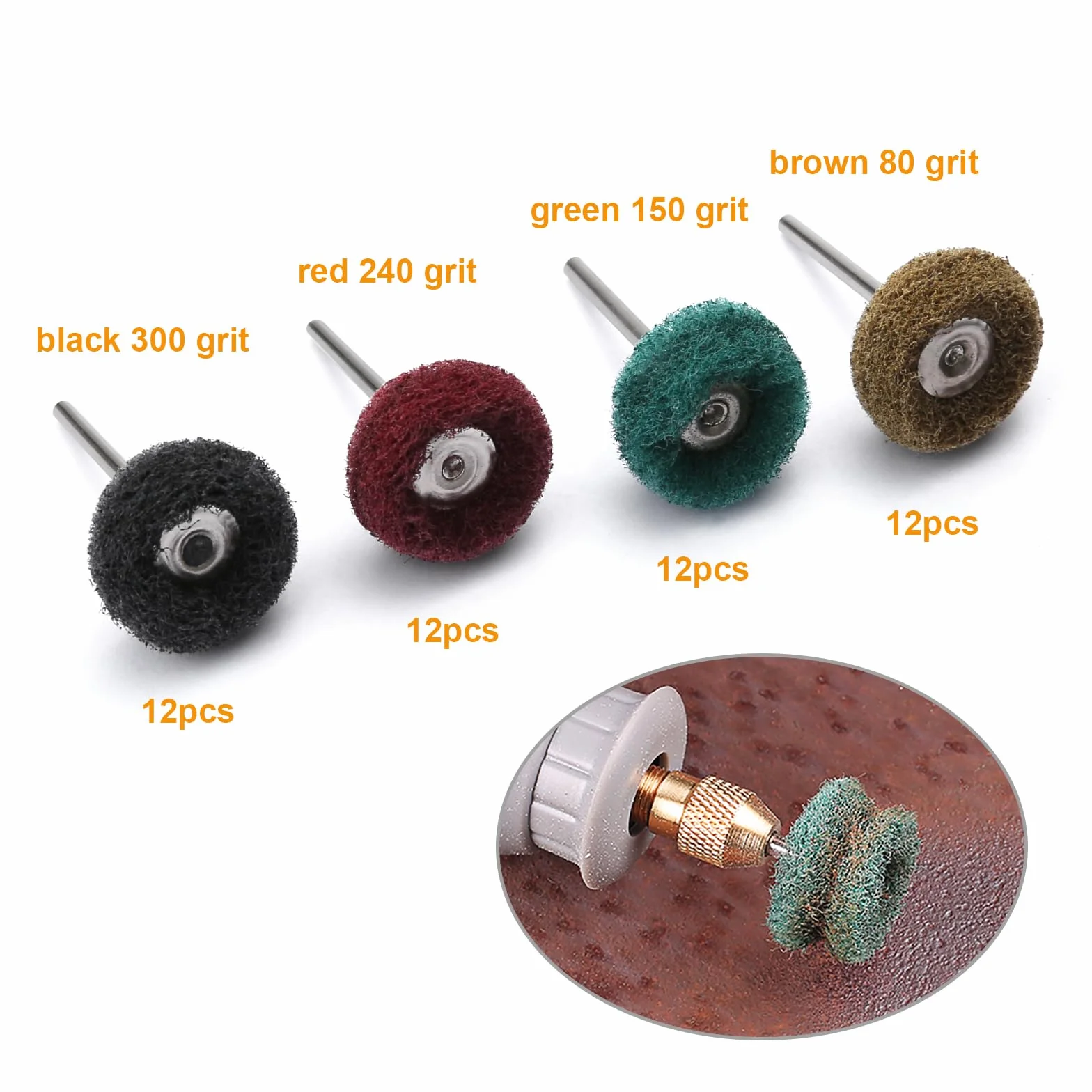Lot de 48 disques à lamelles abrasifs Dremel pour outils rotatifs, roues de ponçage grains assortis 80/150/240/300