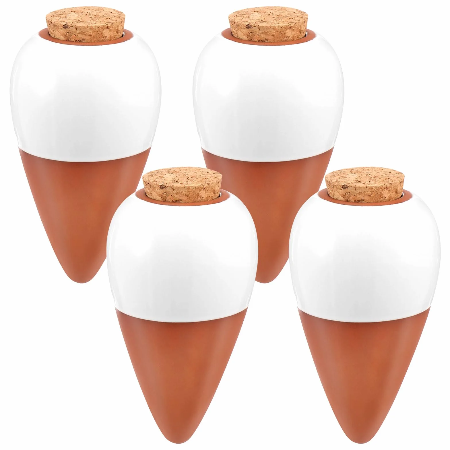 Lot de 4 globes d'arrosage pour plantes en terre cuite - 320 ml - À libération lente - Pour l'intérieur et l'extérieur - 8,2 x 8,2 x 14,23 cm