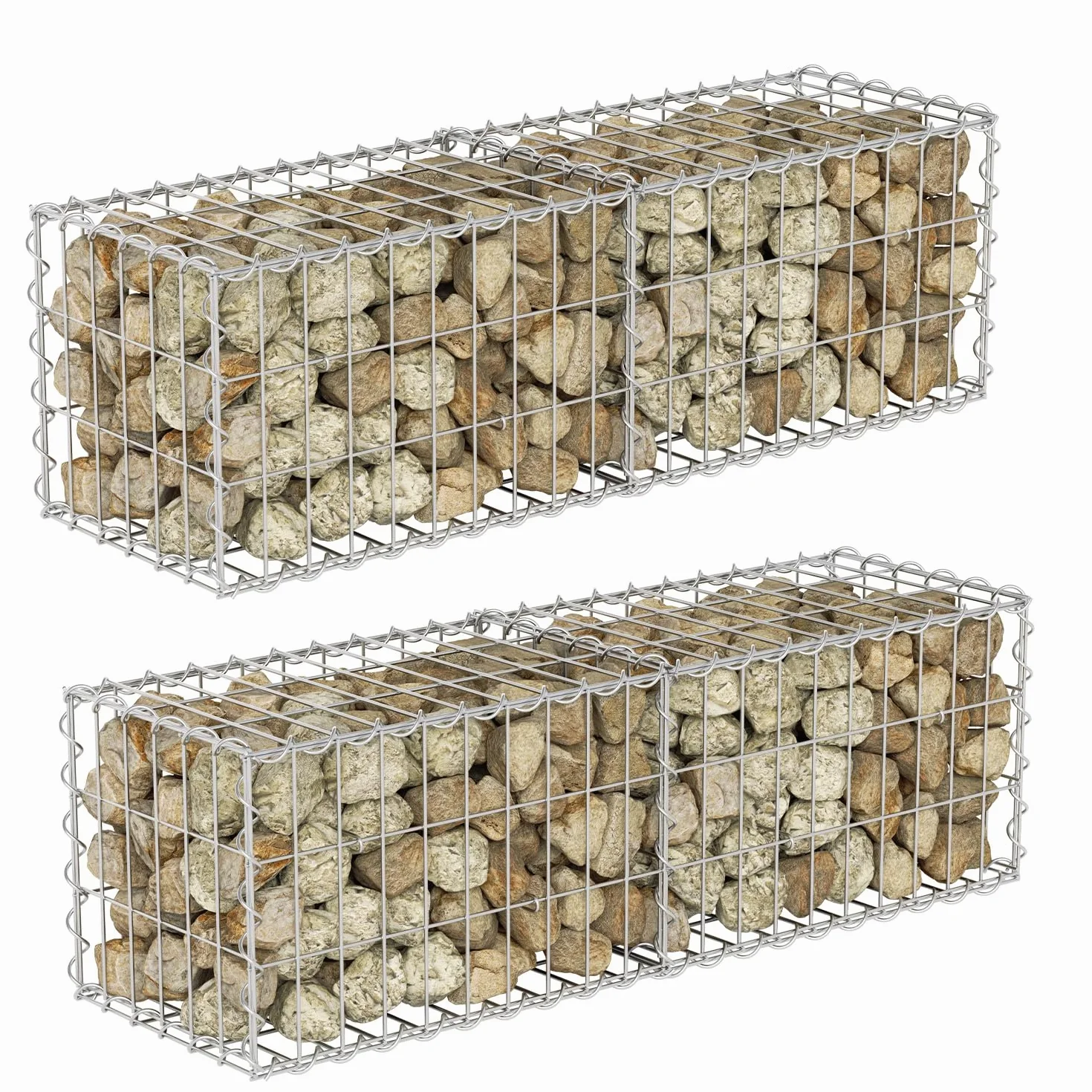 Lot de 4 gabions 100 x 30 x 30 cm, paniers gabions en acier galvanisé, épaisseur de fil 4 mm, largeur de maille 5 x 10 cm, gabion pour clôture et jardin, convient pour les pierres de 6 à