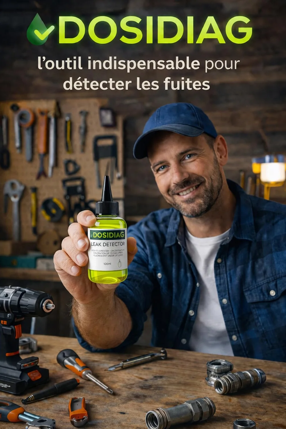 Détecteur de fuite DOSIDIAG - Fluorescéine haute concentration - Recherche fuite piscine SPA plomberie toiture voiture