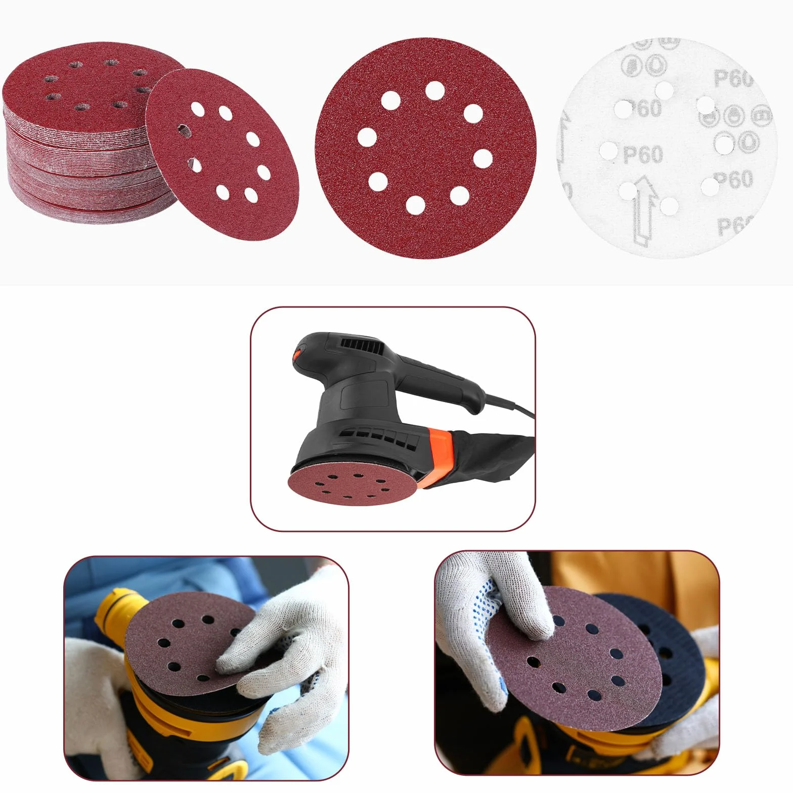 Disques Abrasifs 125mm 40-400 Grain Ponçage Polissage Dérouillage 100pcs