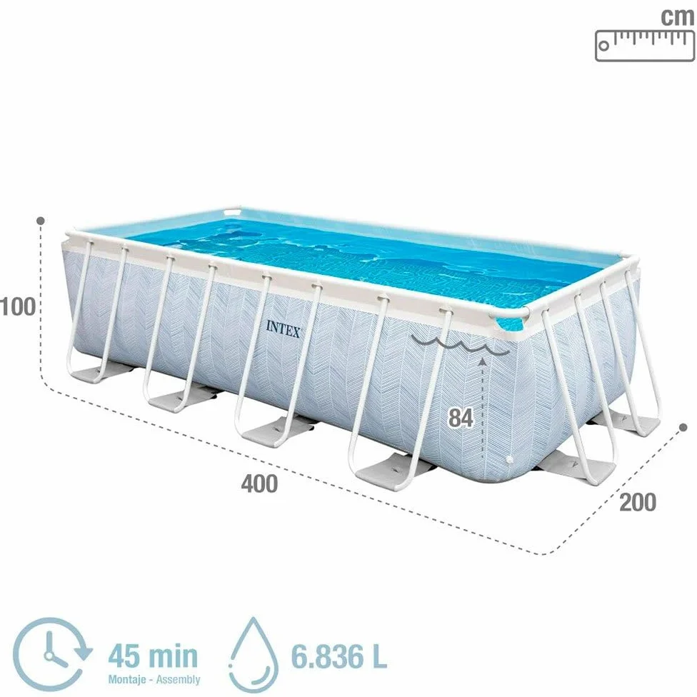 Intex - 26780NP - Kit Piscine Tubulaire rectangulaire Chevron (L) 4,00 x (l) 2,00 x (h) 1,00m