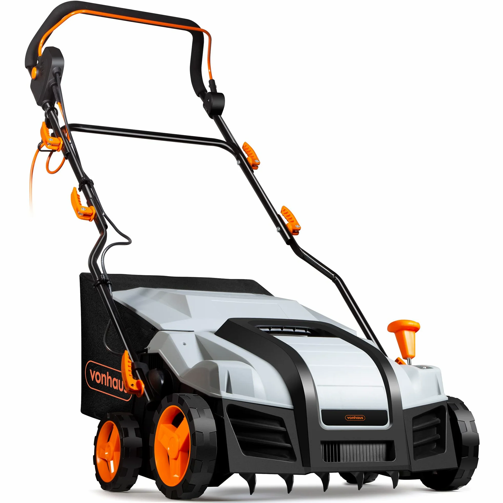 VonHaus Scarificateur/Aérateur/Râteau Électrique 1800W – Pour Scarification Et Râtelage Du Gazon, Élimine Feutre, Mousse Et Feuilles, Aère Le Sol, Bac De Ramassage 55L, 5 Hauteurs, Largeur 38cm