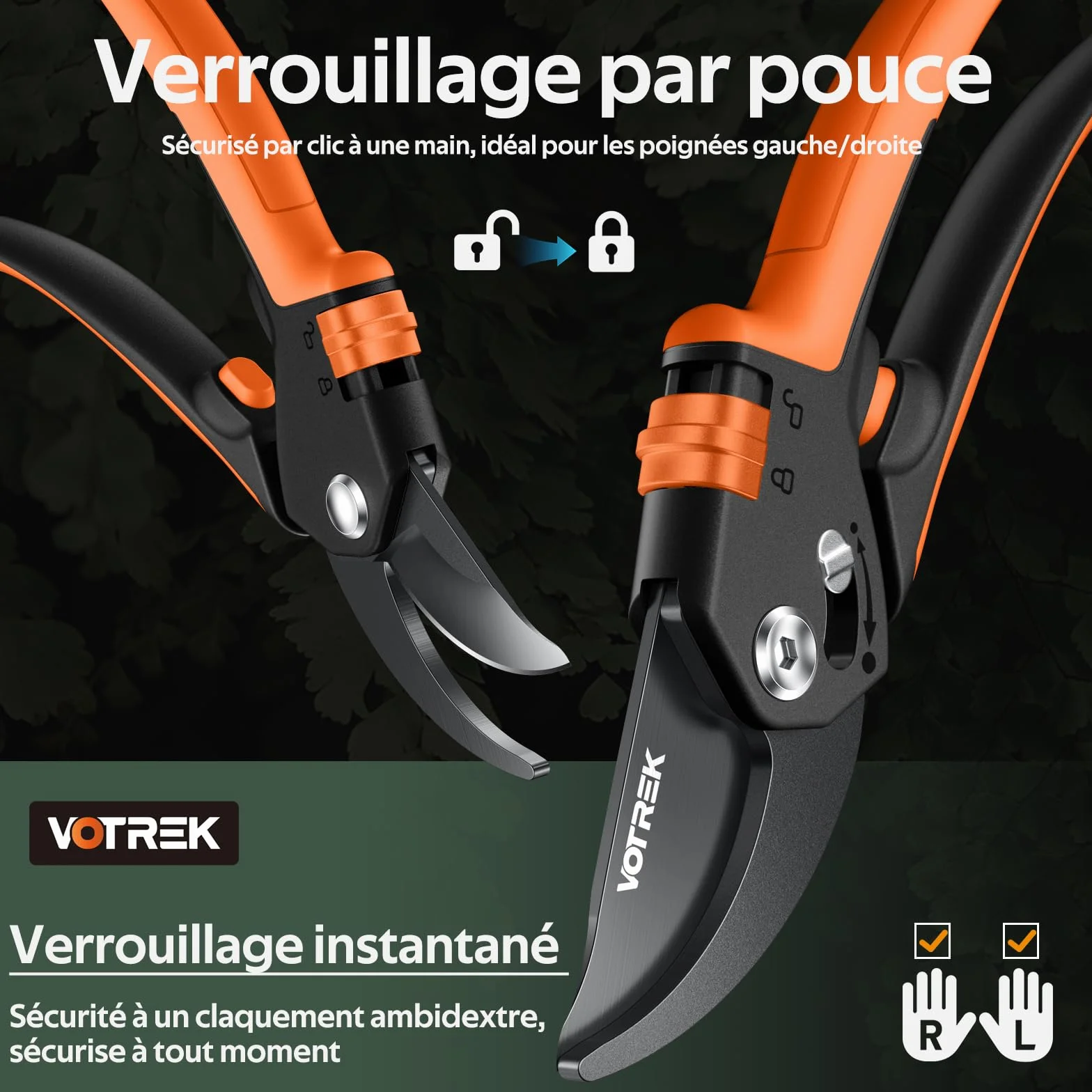 Sécateur de Jardin Bypass Pro 21,5 cm – Pour Mains Fragiles avec Réglage Progressif, Lame SK5 & Ressort Intégré – Secateur et Ciseaux Jardinage pour Rosiers et Fruitiers –Un Cadeau Jardin Idéal