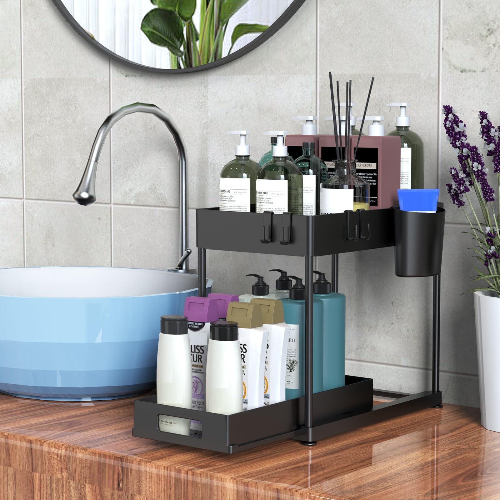 Black Two-Tier Pull-Out Under Sink Cabinet Organizer