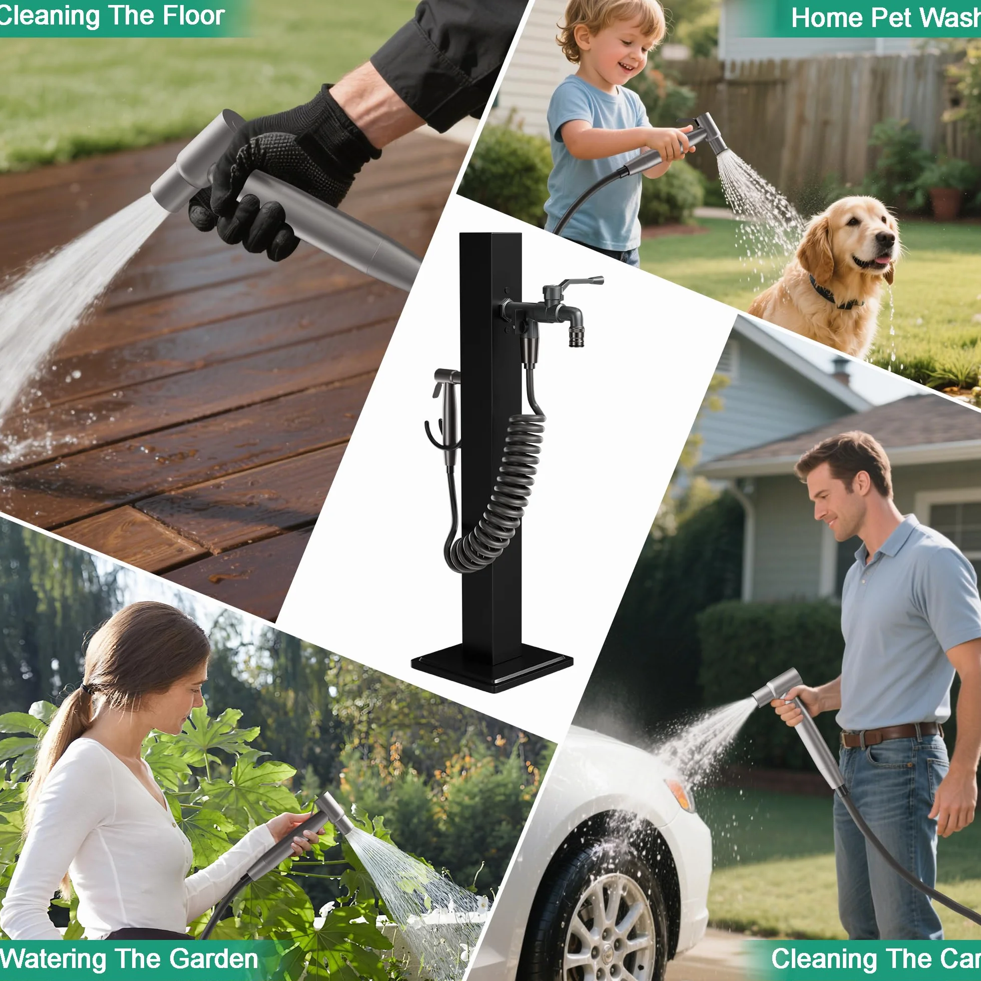Colonne d'eau acier inoxydable 304 double sortie robinet pistolet résistant gel -20℃ jardin