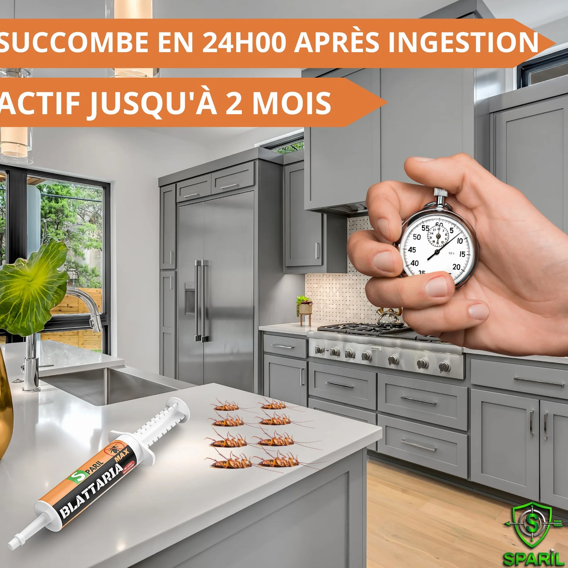 Gel Anti-Cafards Professionnel 30 g Insecticide SPARIL® – Éliminer Cafards et Blattes Protection Longue Durée Jusqu’à 2 Mois