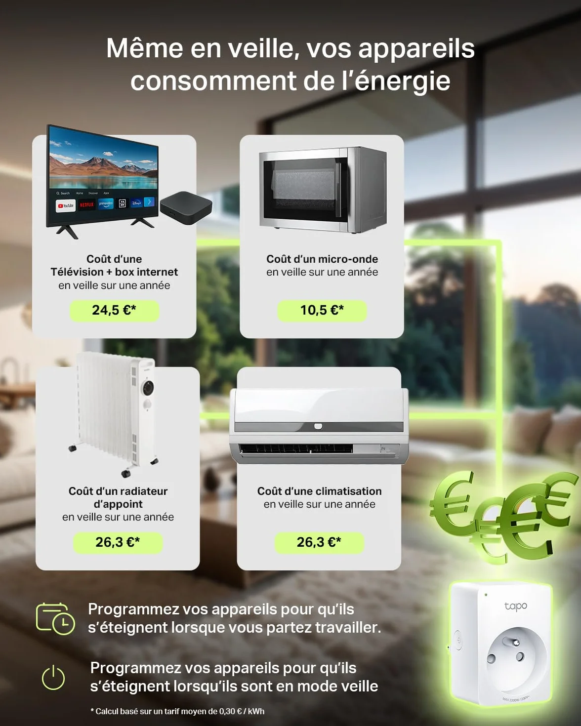 Tapo P110M Prise Connectée WiFi 16A Type E Suivi Consommation Compatible Alexa Google Home SmartThings 2-pack
