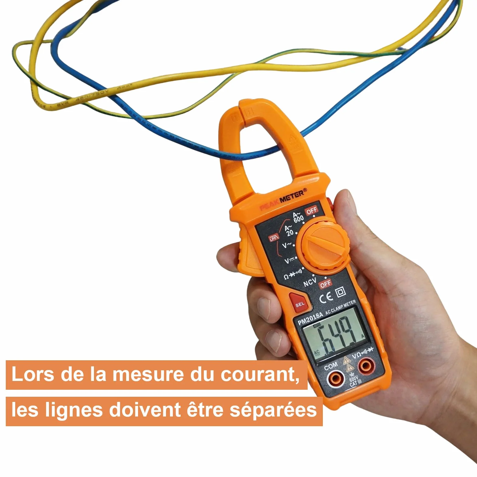 Pince numérique multimètre ampère testeur de tension 600 A AC/DC résistance NCV LPF diode continuité rétroéclairage