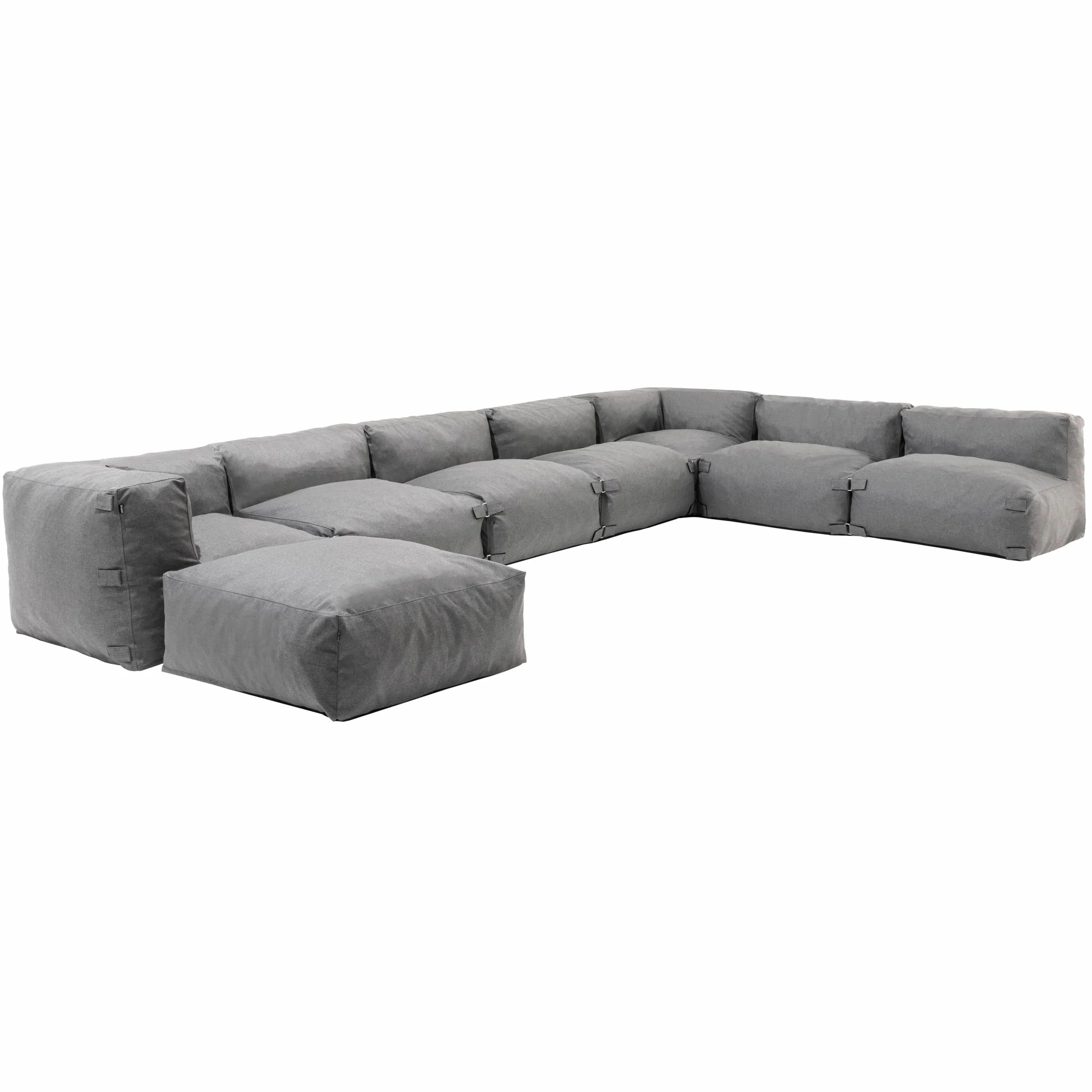 Oviala Canapé d'angle de Jardin modulable 8 Places Gris - Mixi