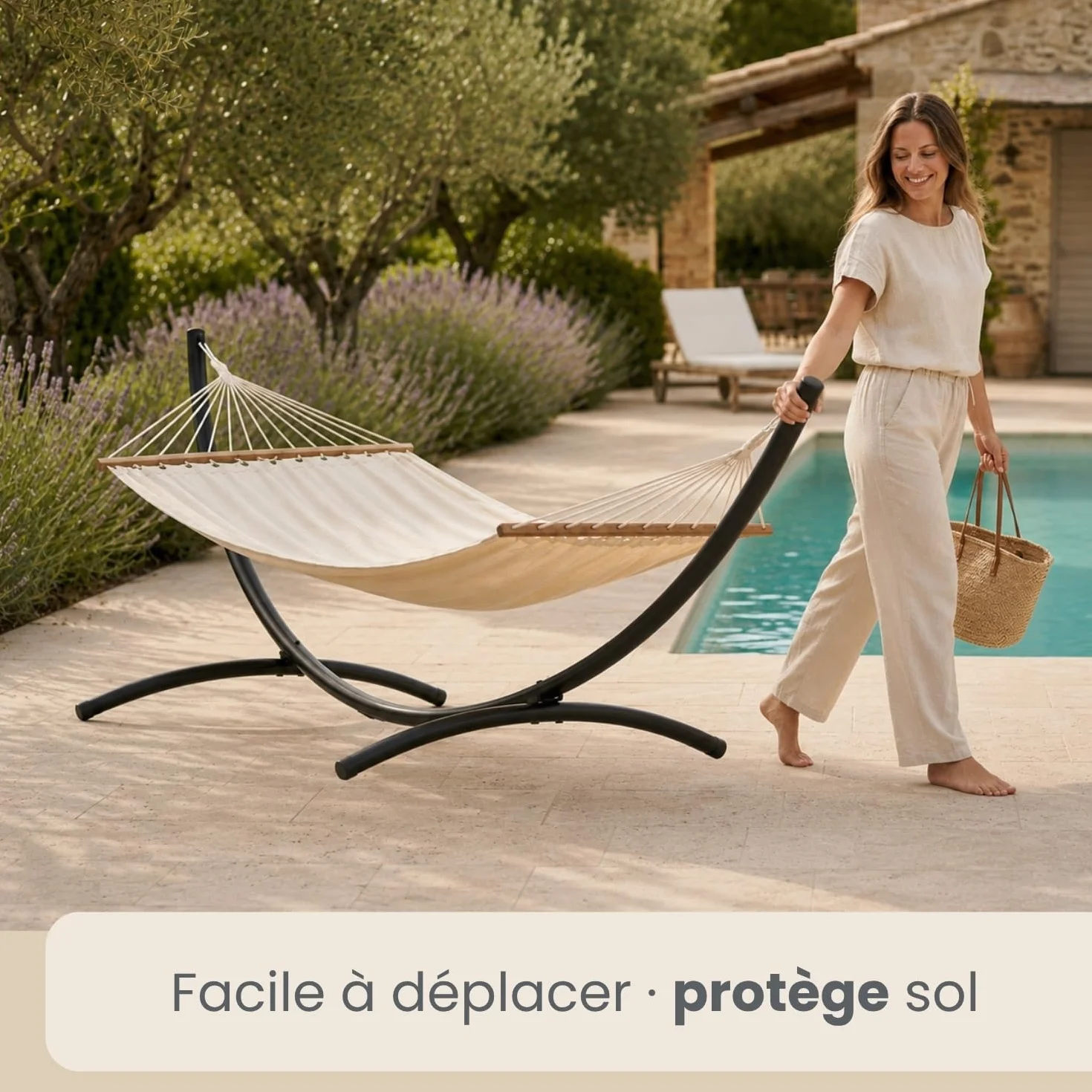 AMANKA Support de Hamac 120kg 300x100 Structure Extérieure Métal Cadre Jardin
