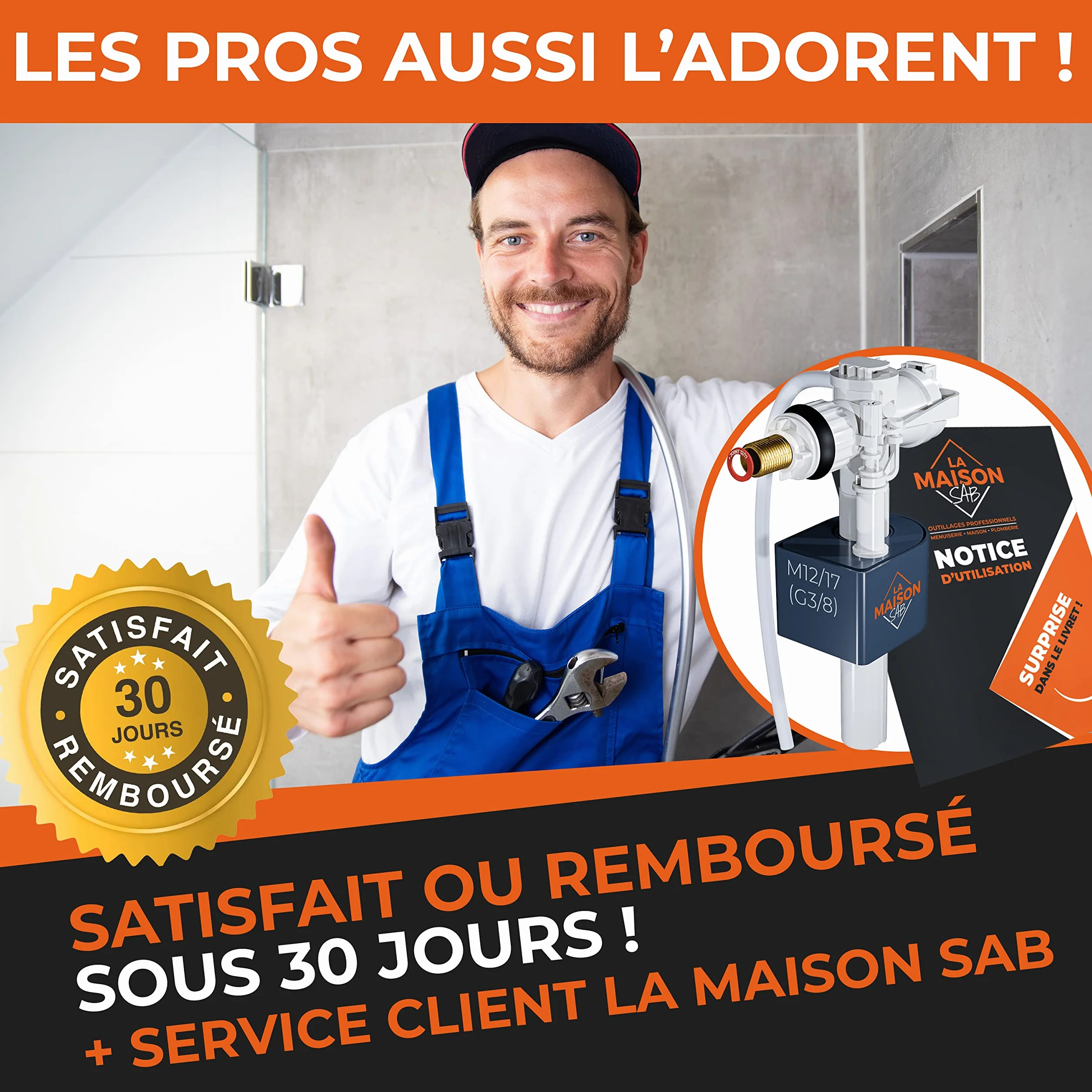 Flotteur WC Durable Robinet à Mécanisme Horizontal pour Toilette avec Joint et Filtre Garantie 10 ans