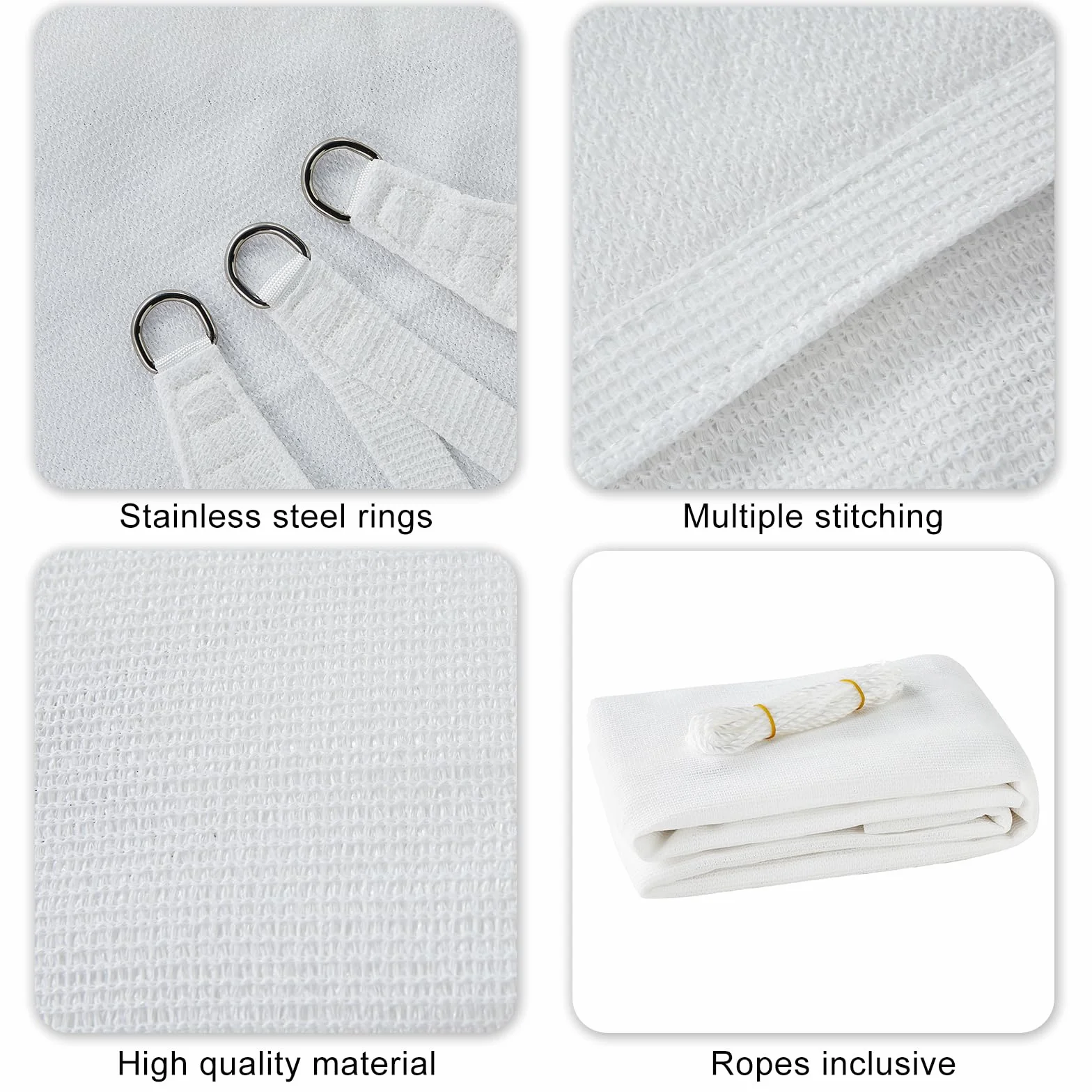 HAIKUS Voile d'ombrage Rectangulaire 3x4 m HDPE Respirant 185g/m² Protection UV Blanc
