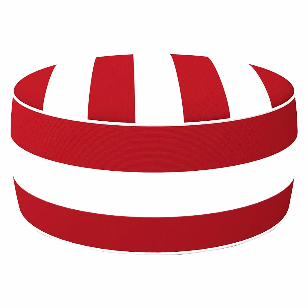 AKTIVE Pouf Gonflable, Pouf d'Extérieur, Repose-Pieds Gonflable, Ø53X23 cm, Motif Rayé Rouge, Tissu Imperméable, Supporte 100 kg, Mobilier de Jardin Extérieur