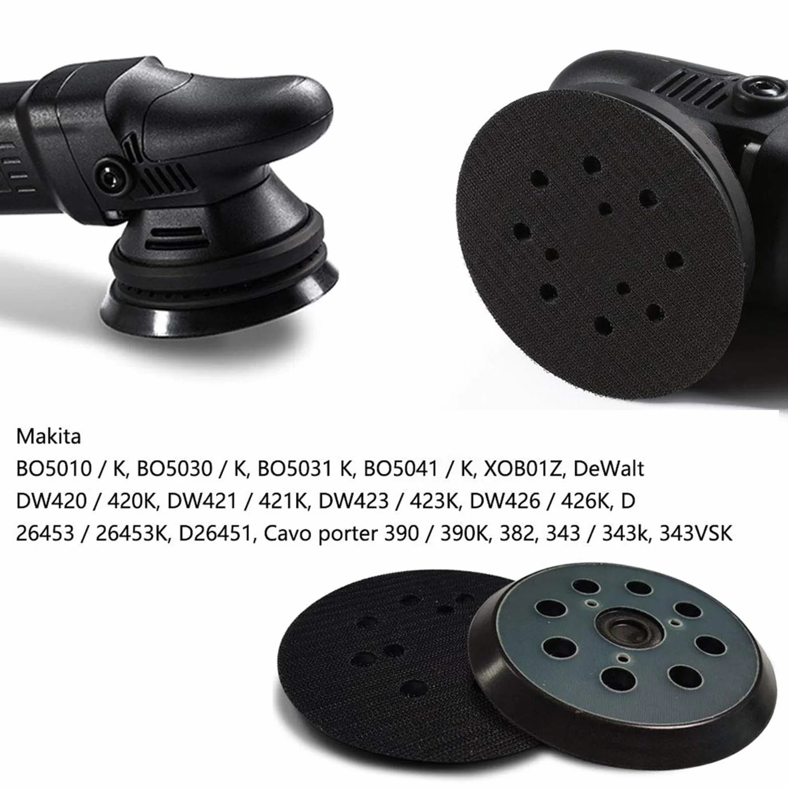 Makita 125mm Plateau de Ponçage 8 Trous Tampon de Remplacement pour BO5010 BO5030K BO5031K
