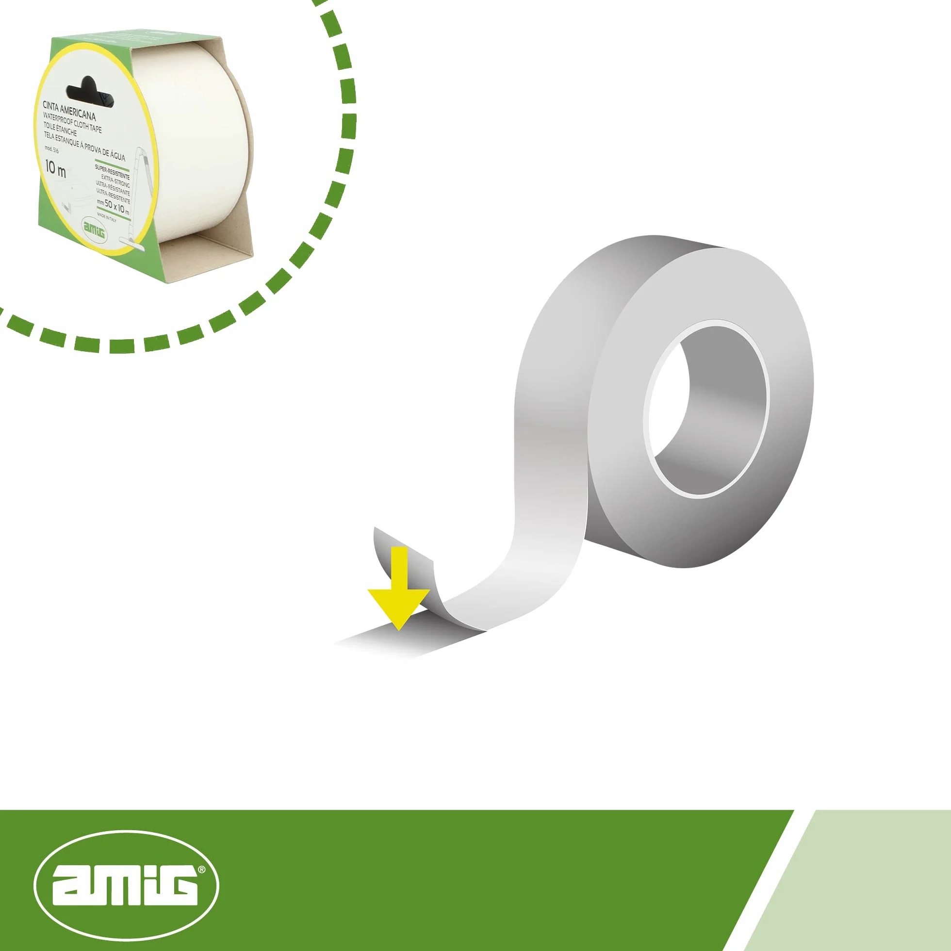 Amig Modèle 516 ruban adhésif blanc 50 mm x 25 m PVC