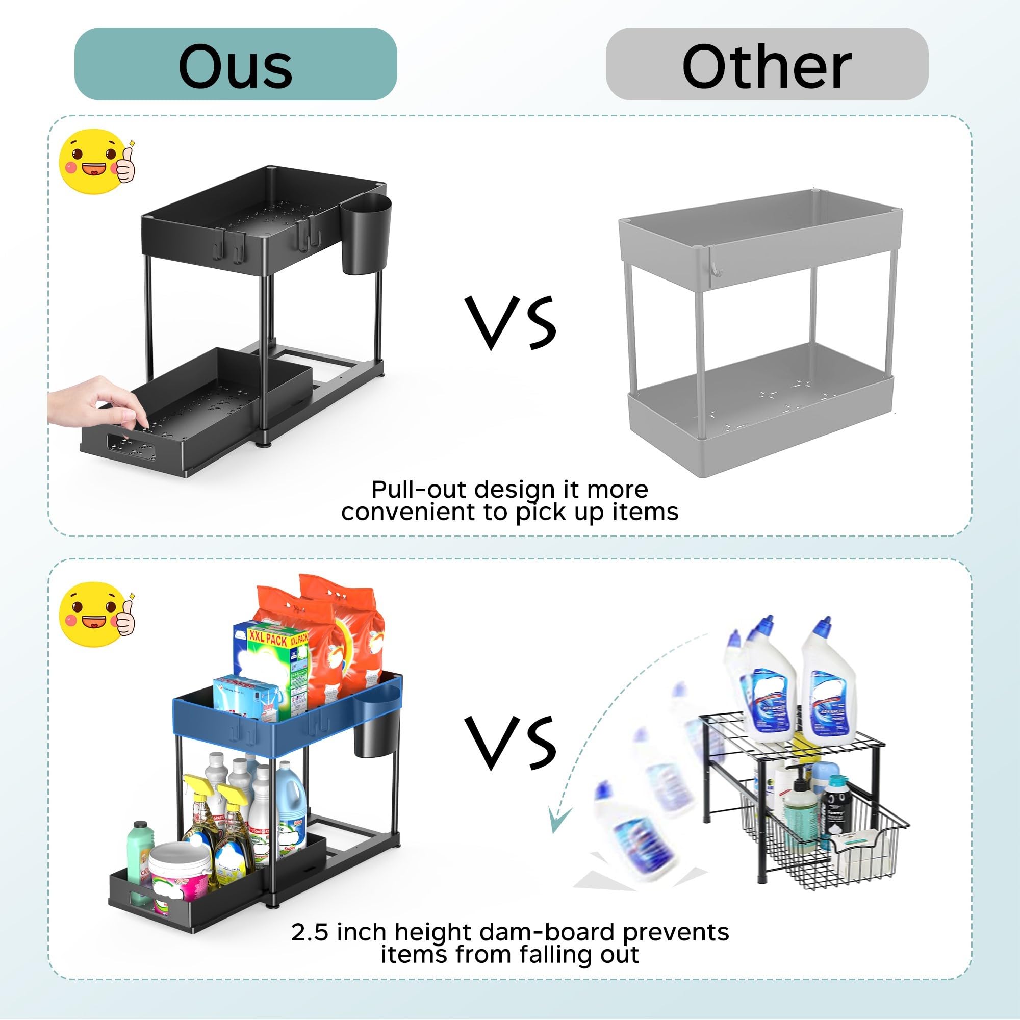 Black Two-Tier Pull-Out Under Sink Cabinet Organizer