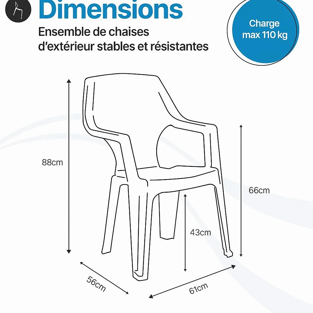 Tomaino - Ensemble de chaises de Jardin empilables en Plastique -Chaise d'extérieur en Plastique Effet Bois (Noir)