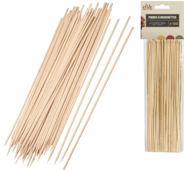 Sachet Pics à Brochette en Bois 25cm Cuisine Barbecue Grillade