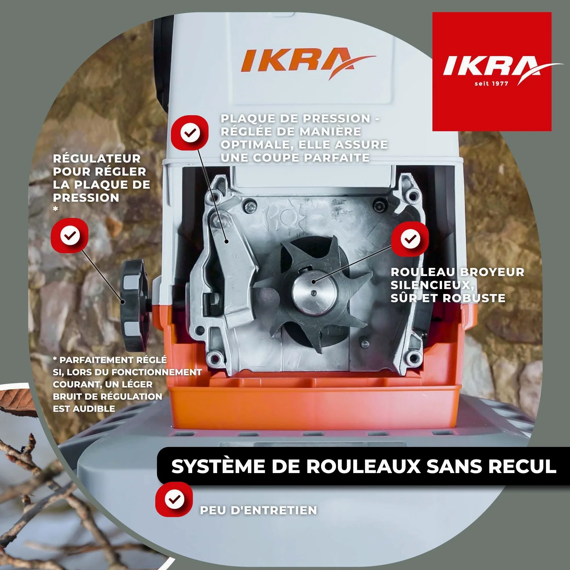 IKRA broyeur électrique ILH 3200 A - silencieux, robuste, peu d'entretien, puissance de 3200 W, épaisseur de branche jusqu'à 44 mm