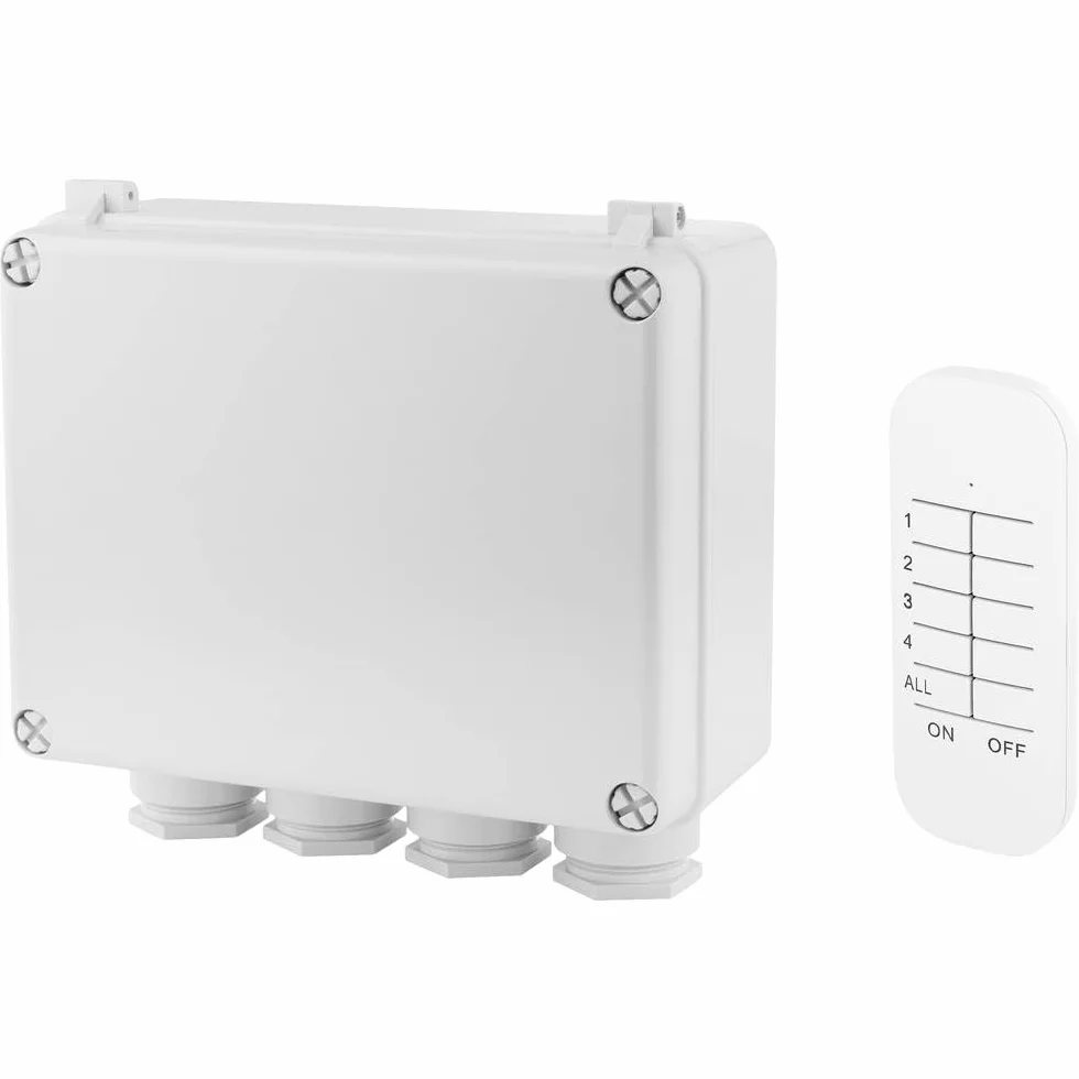 Smartwares Kit pour jardin Plug & Connect Boîtier de commutation multicanal télécommande éclairage extérieur 3x 400 W sans fil 30 m