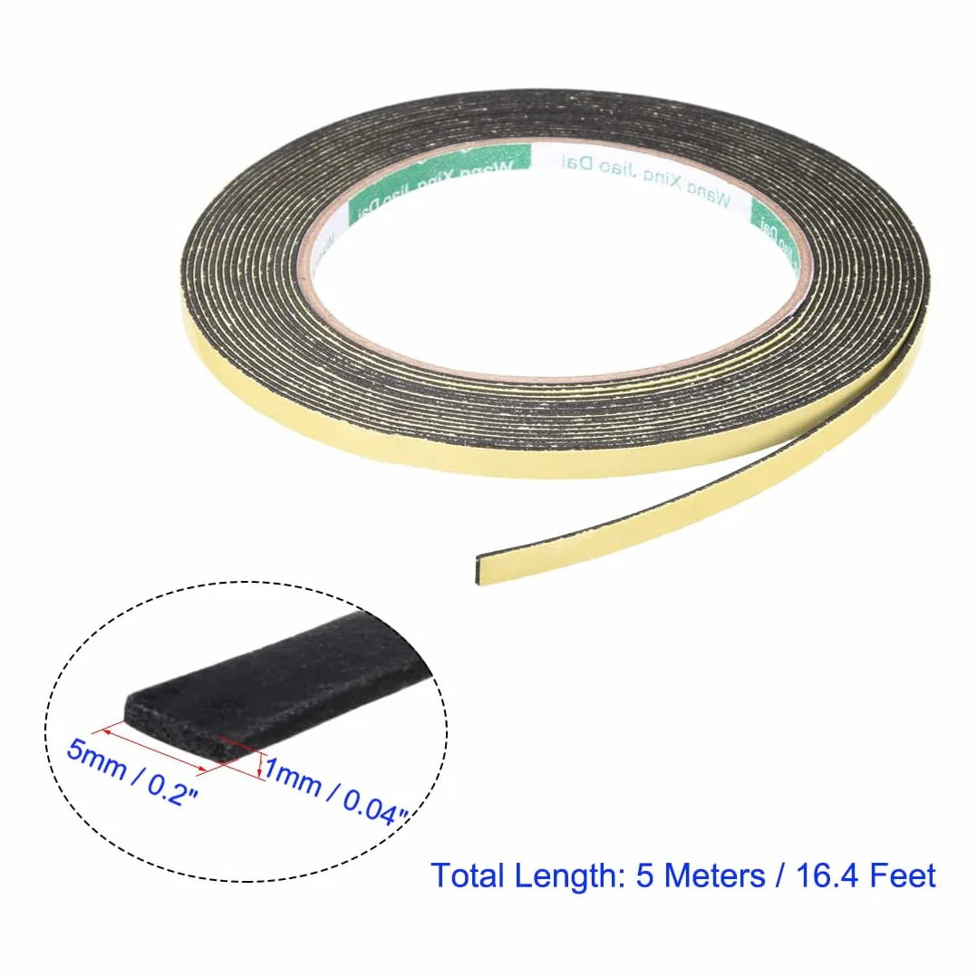 MACHSWON Ruban adhésif en mousse EVA résistant aux intempéries isolation fenêtres portes voitures 5 mm x 1 mm x 5 m