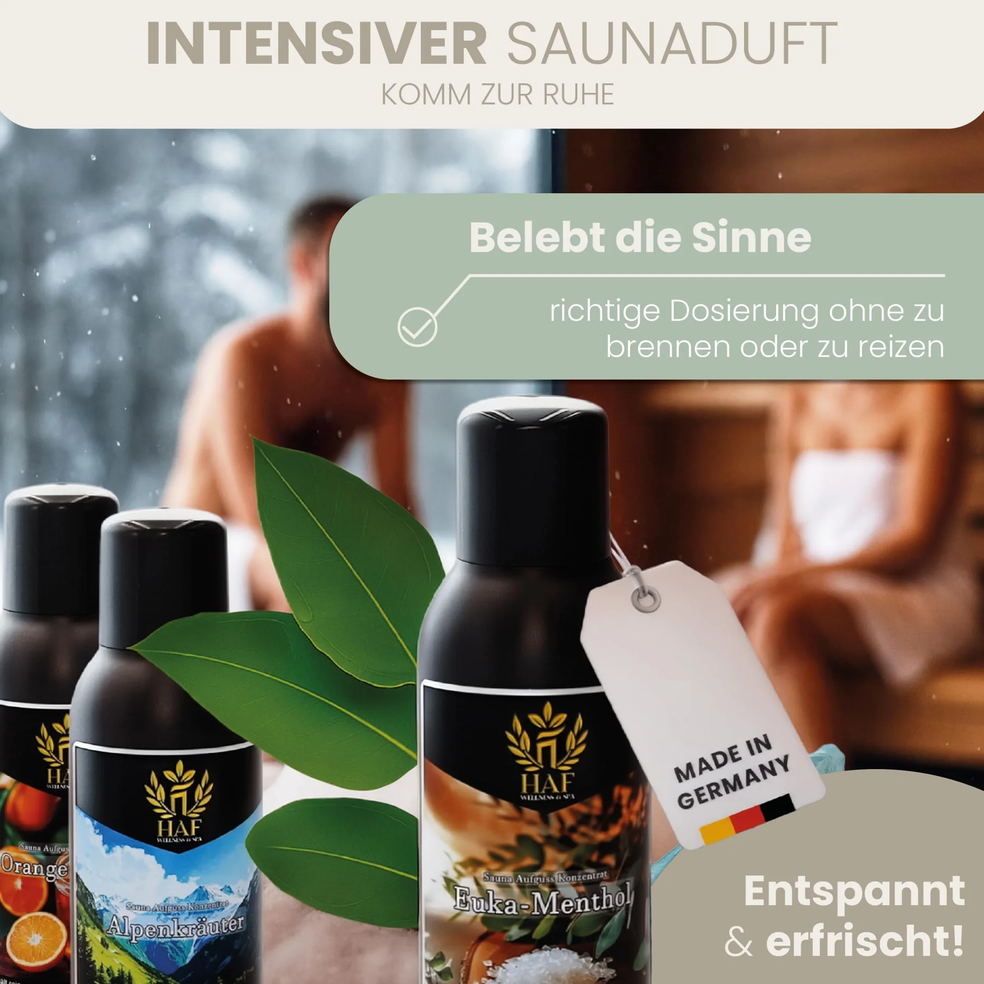 HAF Concentré d'infusion pour sauna Eucalyptus 250 ml | Huile de sauna aux huiles essentielles naturelles