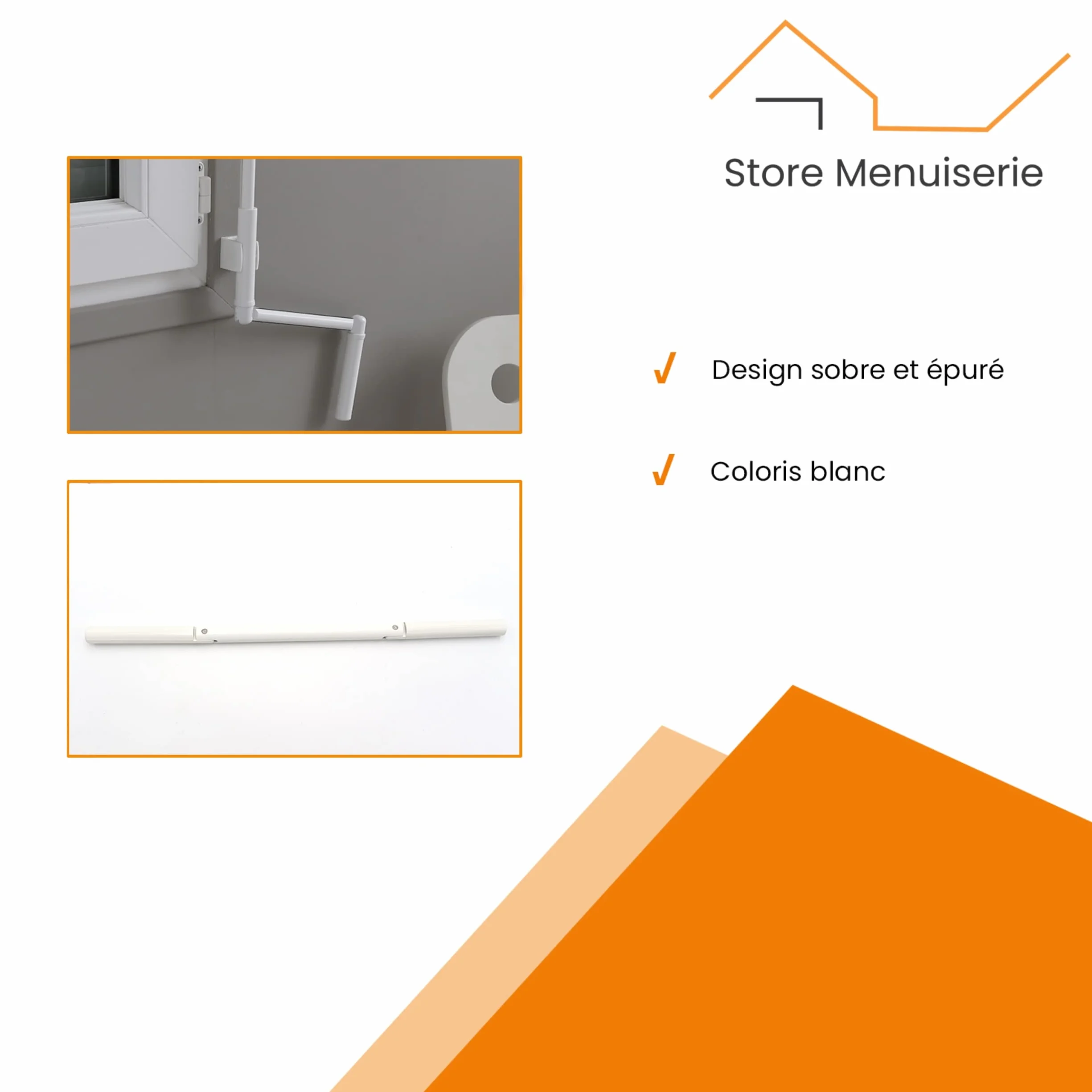 Poignée de manivelle blanche pour volet roulant 410 mm acier zingué aluminium inox