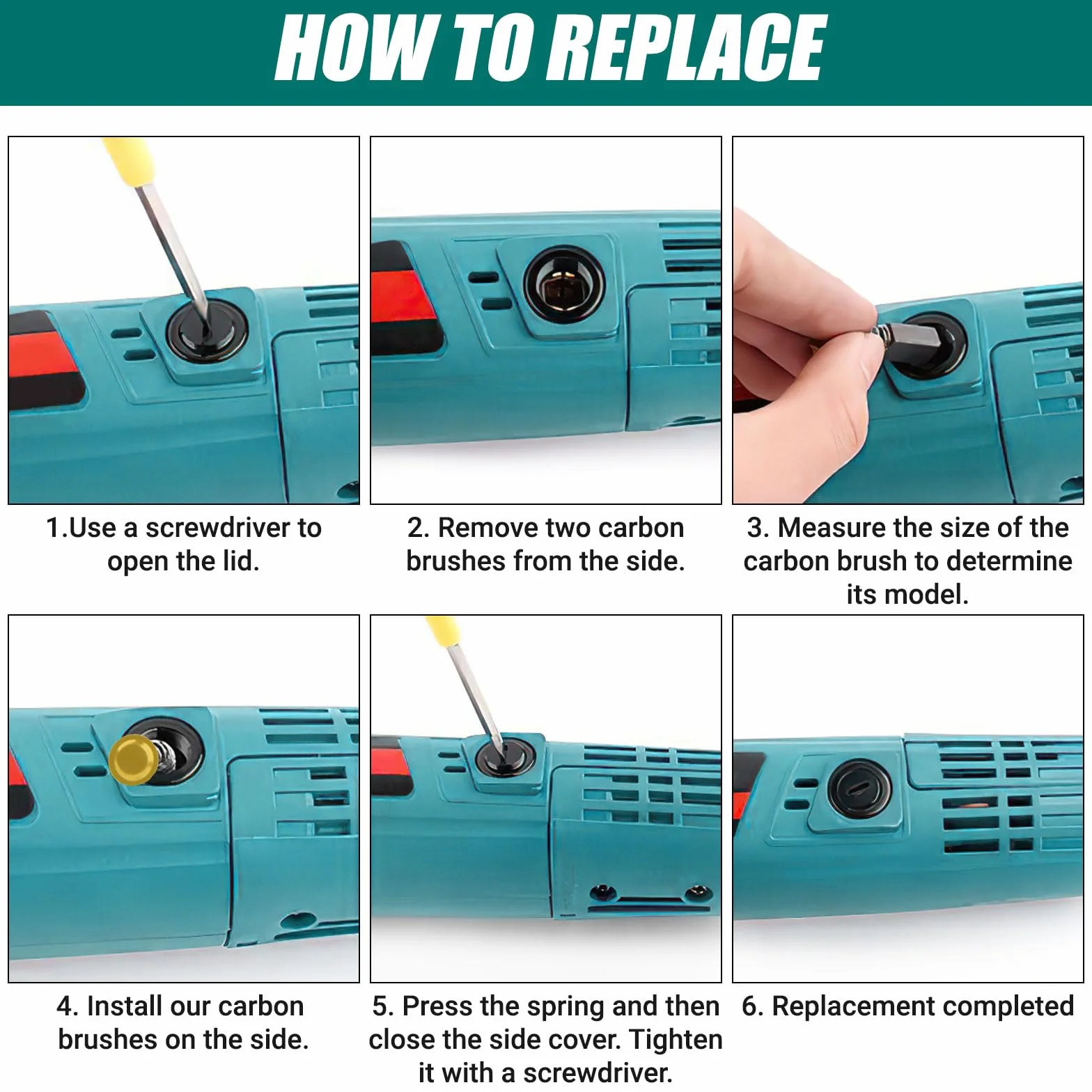 MAKITA Balais de Charbon 62 Pièces Brosses de Carbone pour Meuleuse Scies D'angle, 12 Tailles