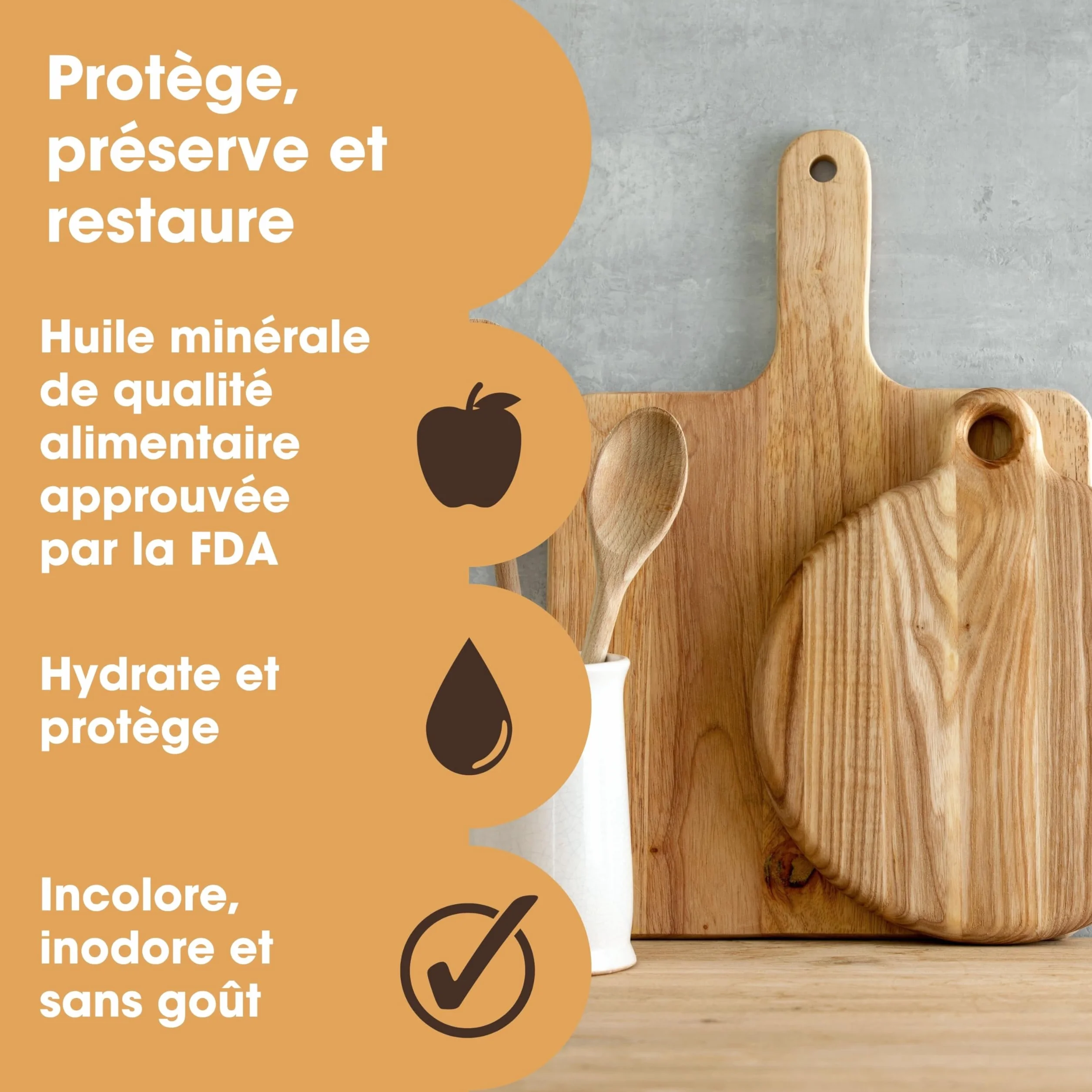 Huile Minérale de Qualité Alimentaire pour Planche à Découper en Bois – 500 ml