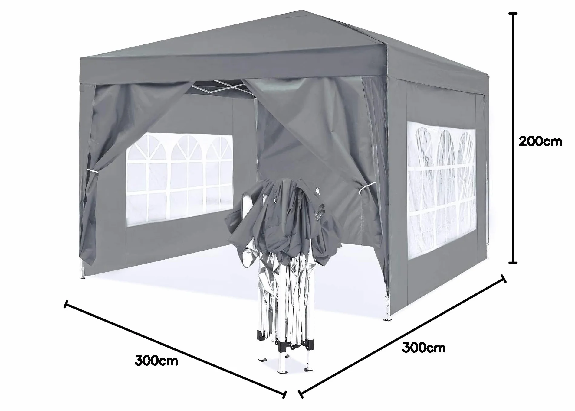 Tonnelle Pliante 3x3M Professionnel avec Rideaux, Tente de Jardin UV50+